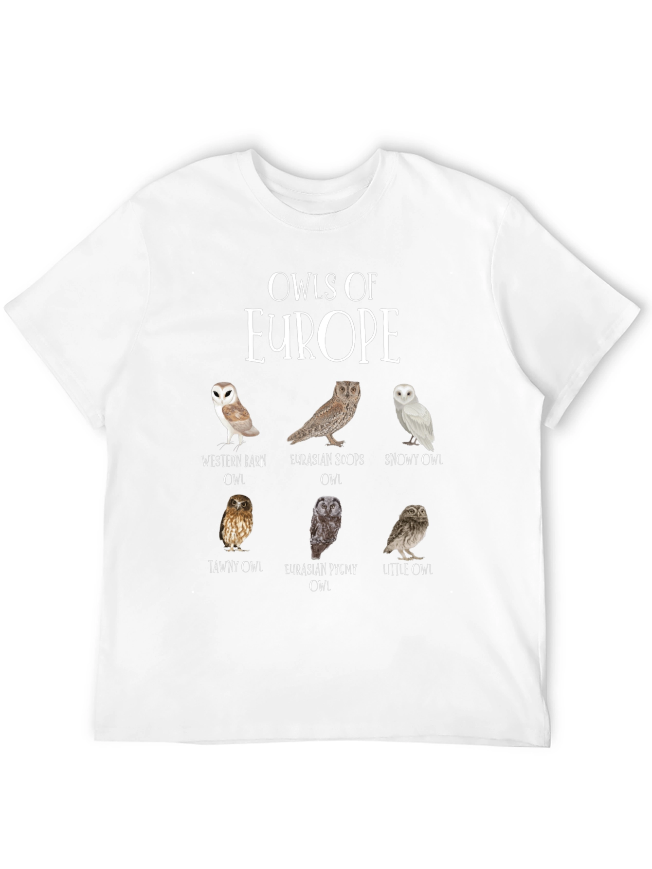 Owls of Europe T-Shirt - Nature Enthusiast Apparel