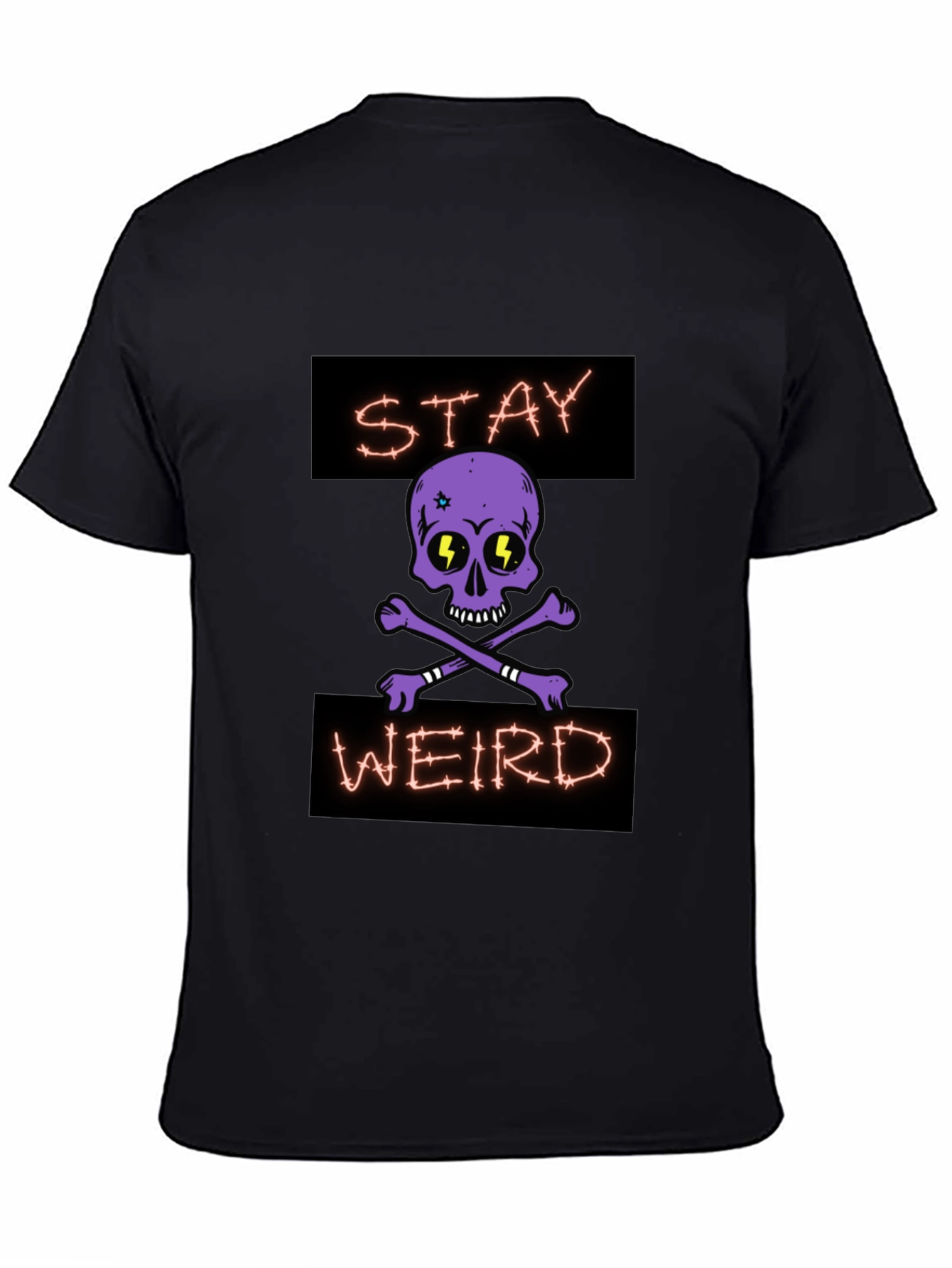 Stay Weird Skull Graphic T-Shirt - Black
