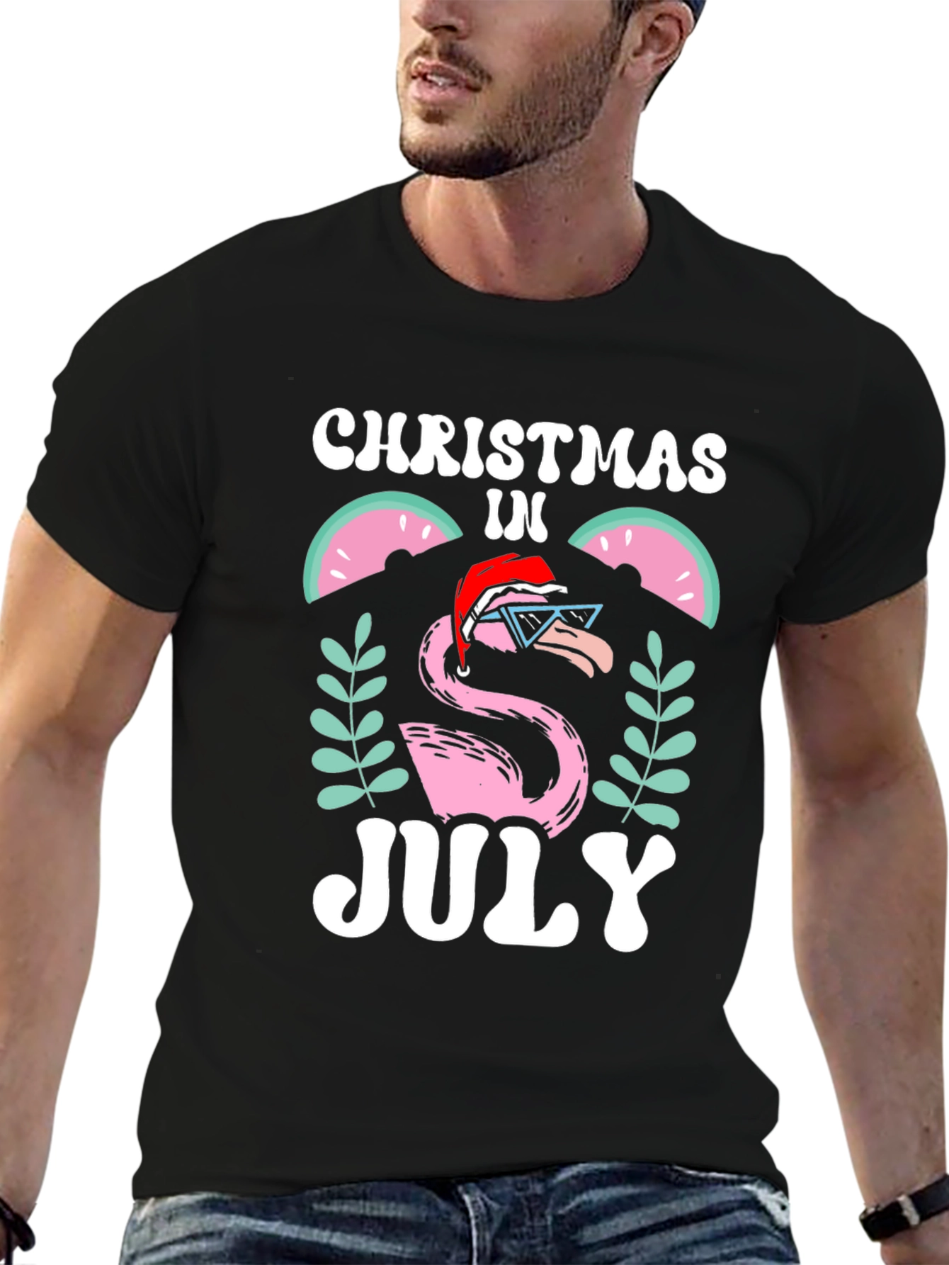 Christmas in July Flamingo Graphic Tee