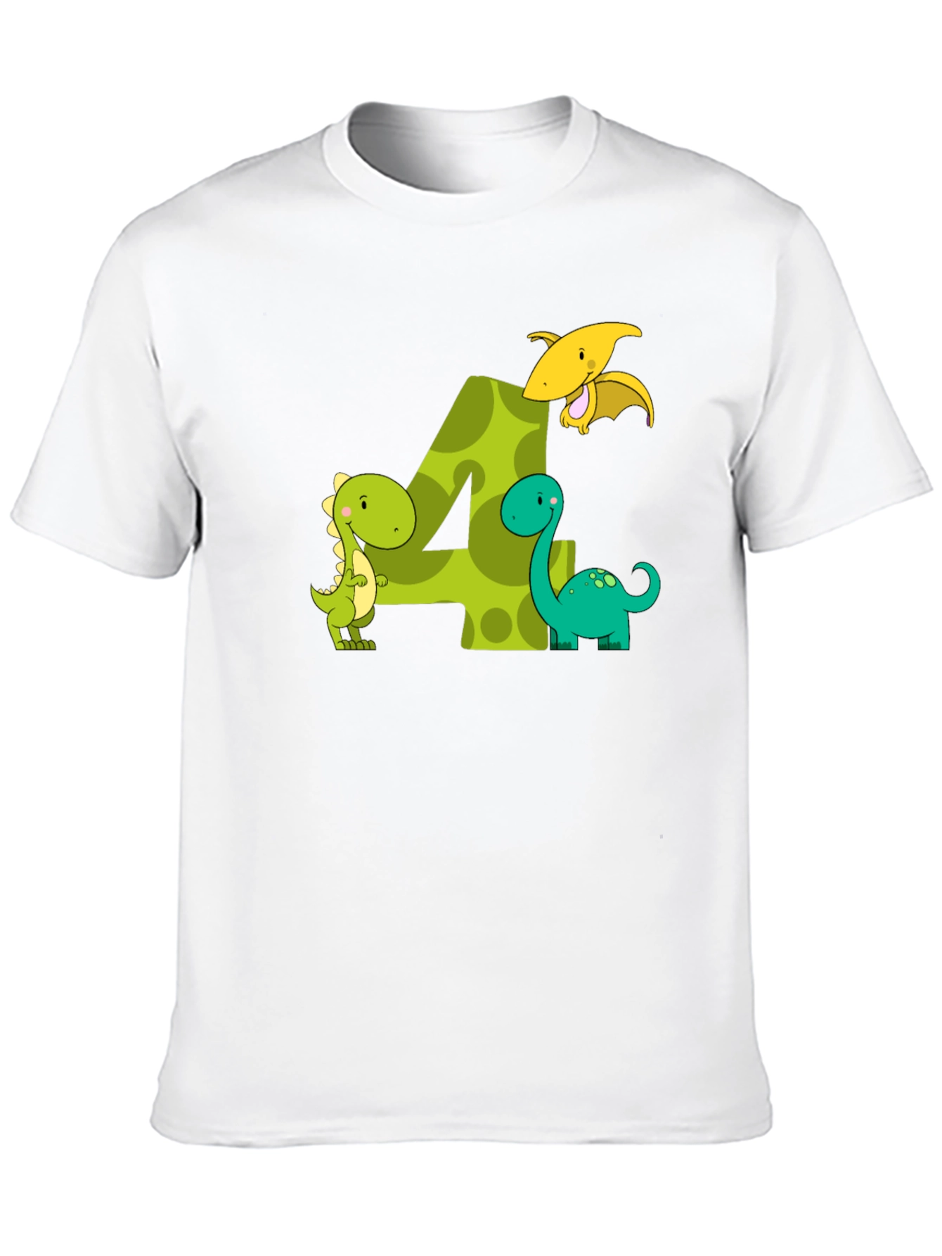 Kids 4th Birthday Dinosaur T-Shirt