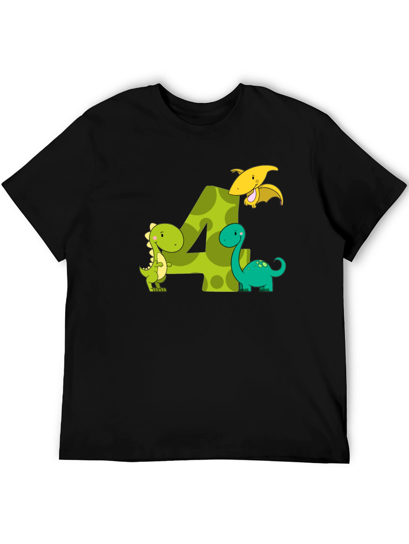 Kids 4th Birthday Dinosaur T-Shirt
