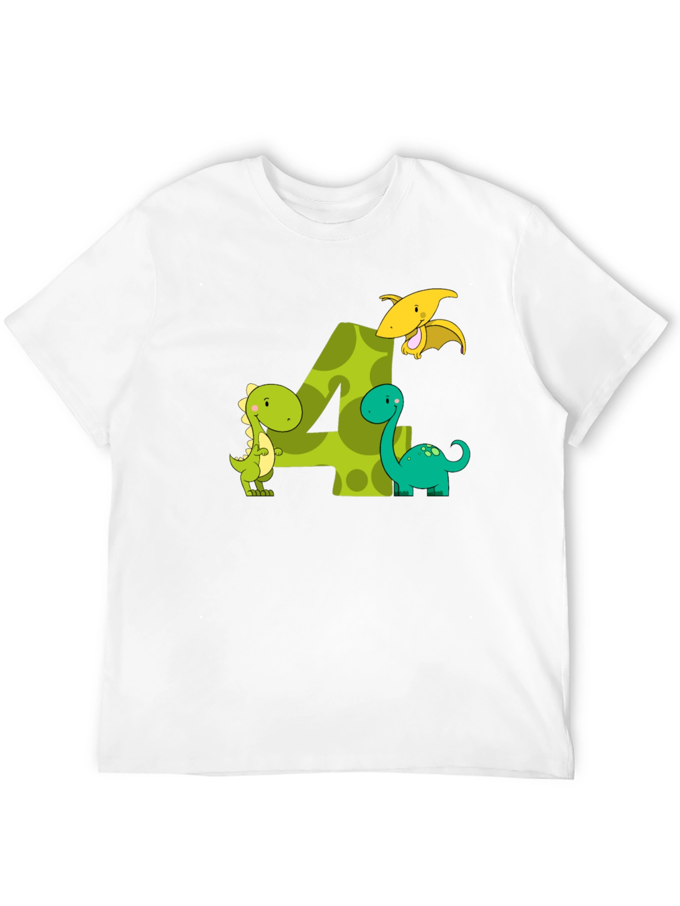 Kids 4th Birthday Dinosaur T-Shirt