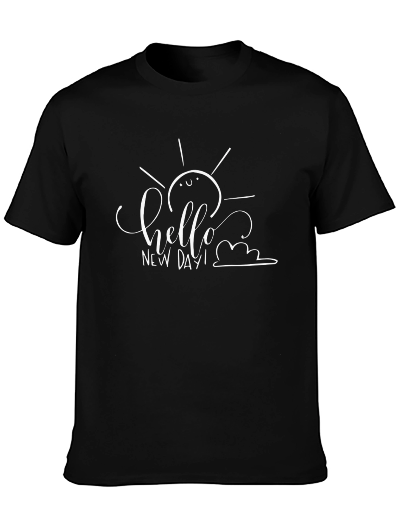 Hello New Day Graphic T-Shirt - Black