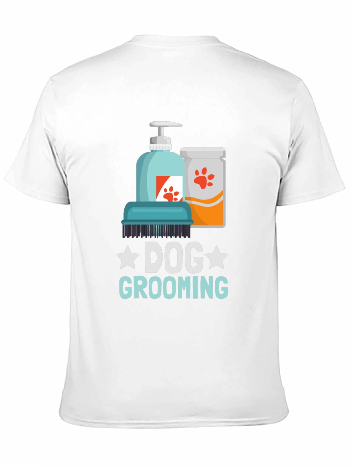Dog Grooming T-Shirt: Paw Print Design