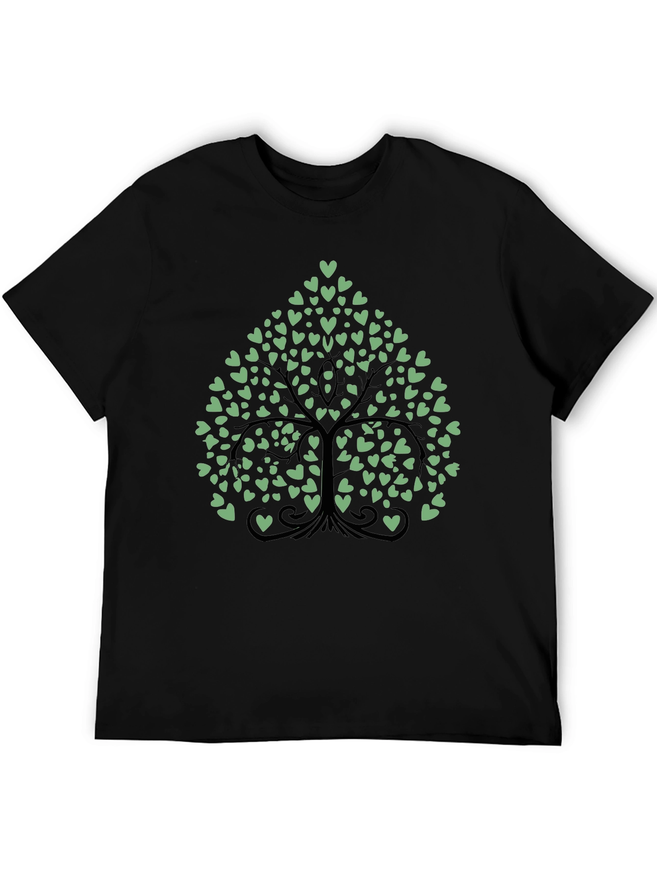 Heart Tree Graphic Tee - Stylish Mens Black T-Shirt