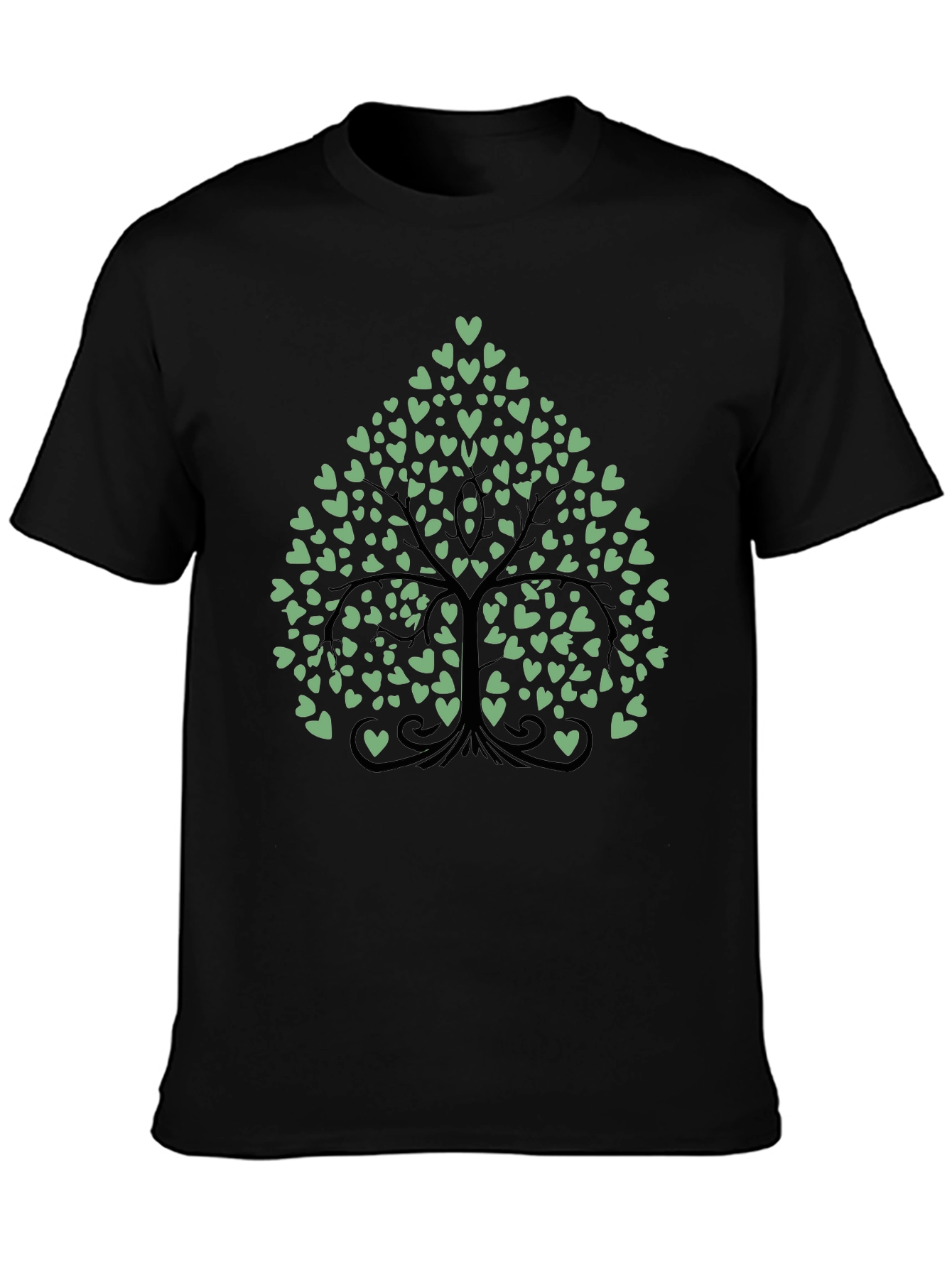 Heart Tree Graphic Tee - Stylish Mens Black T-Shirt