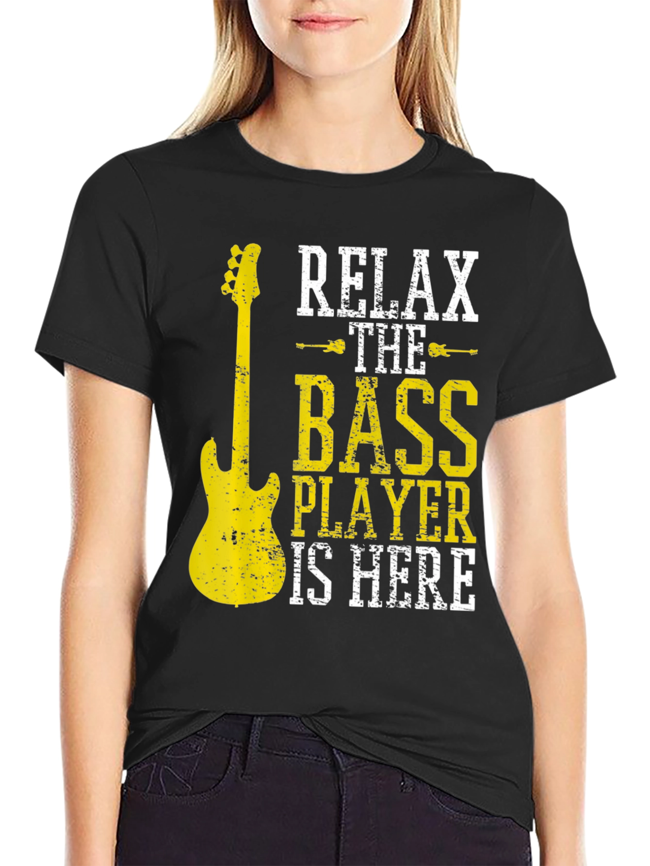 Relax The Bass Player Is Here Black T-Shirt