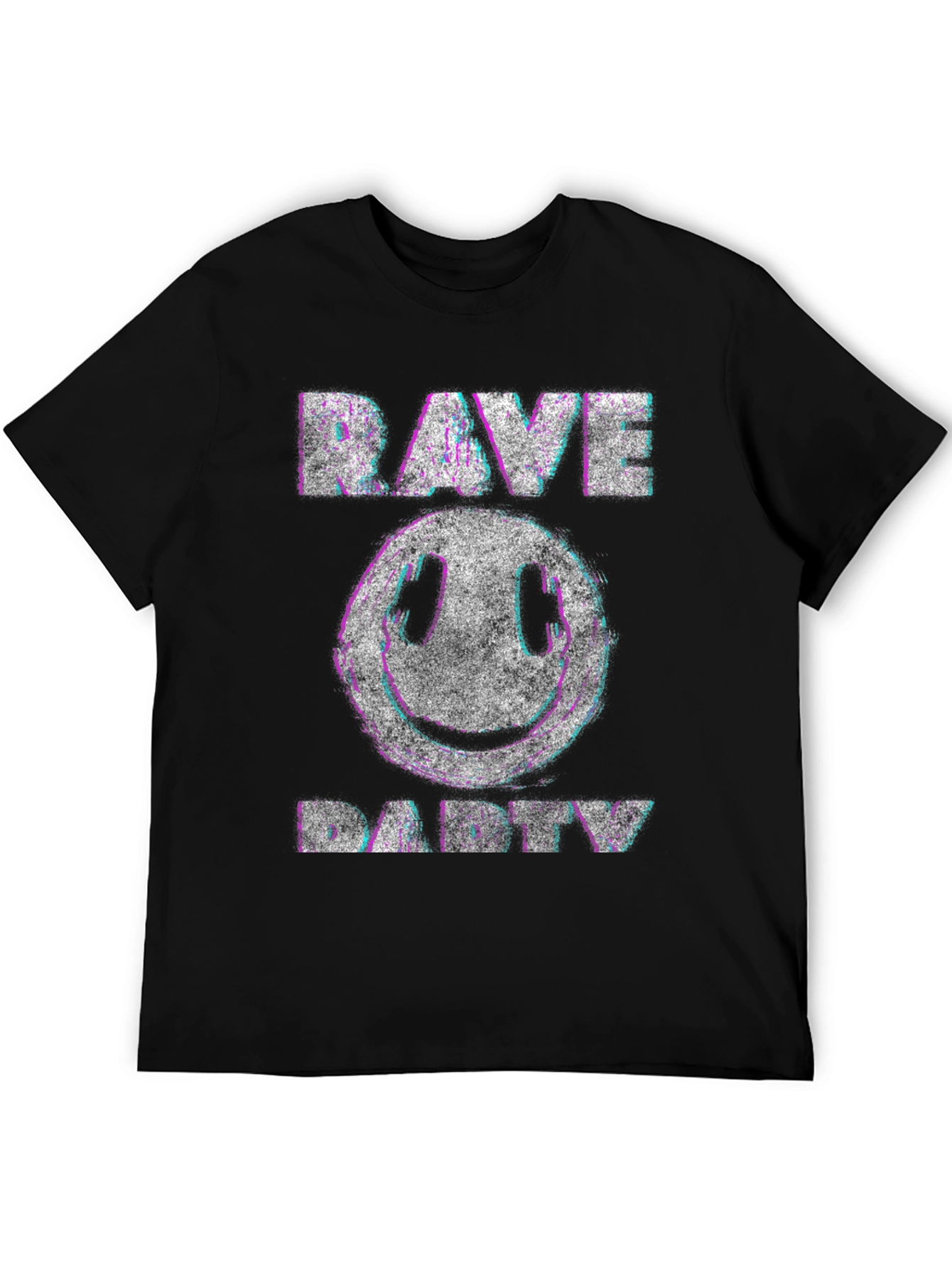 Rave Party Graphic T-Shirt - Distressed Smiley Face