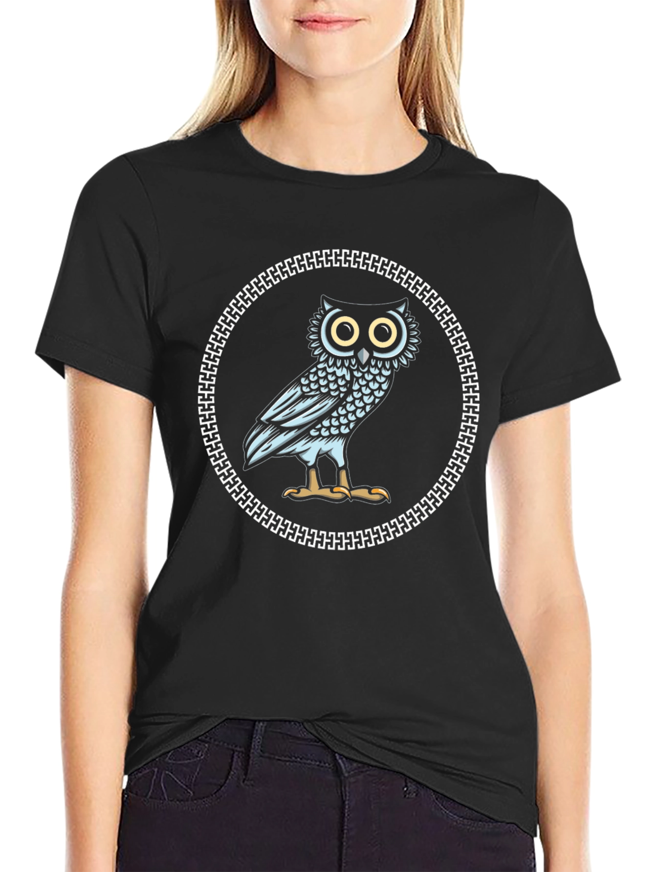 Owl Graphic Print Crew Neck T-Shirt