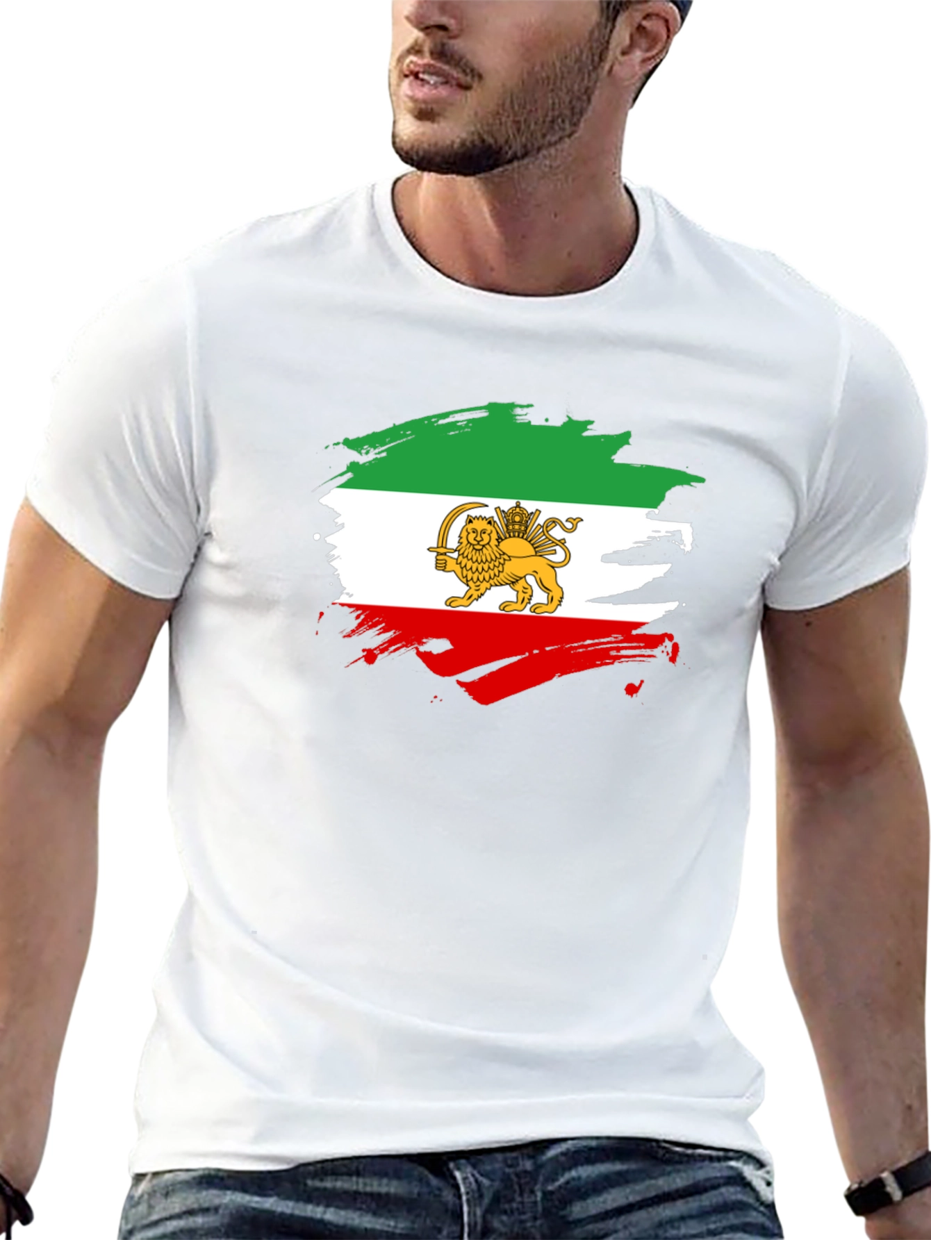 Iran Flag Lion Graphic Black T-Shirt