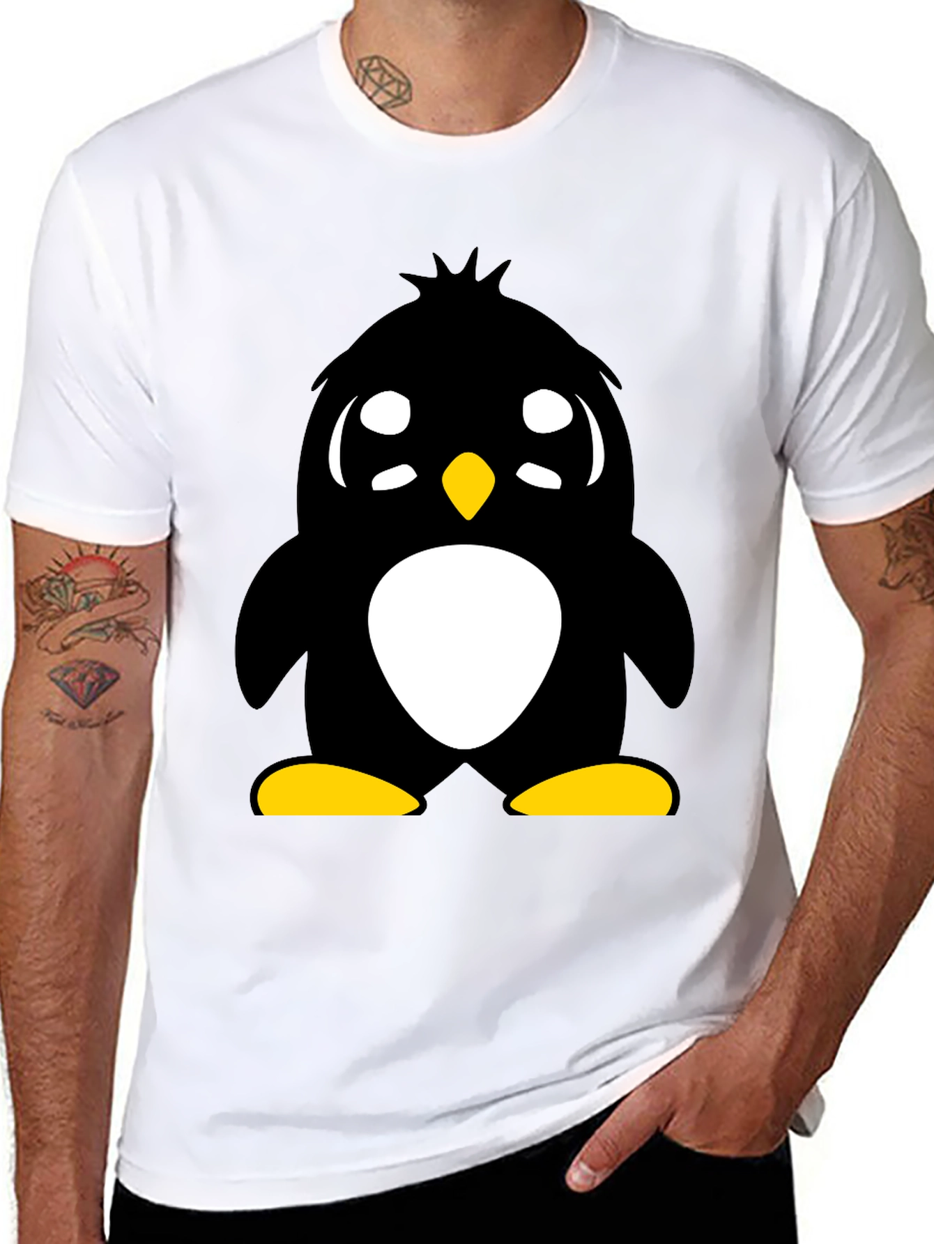 Cute Penguin Graphic Tee - Unisex Black T-Shirt