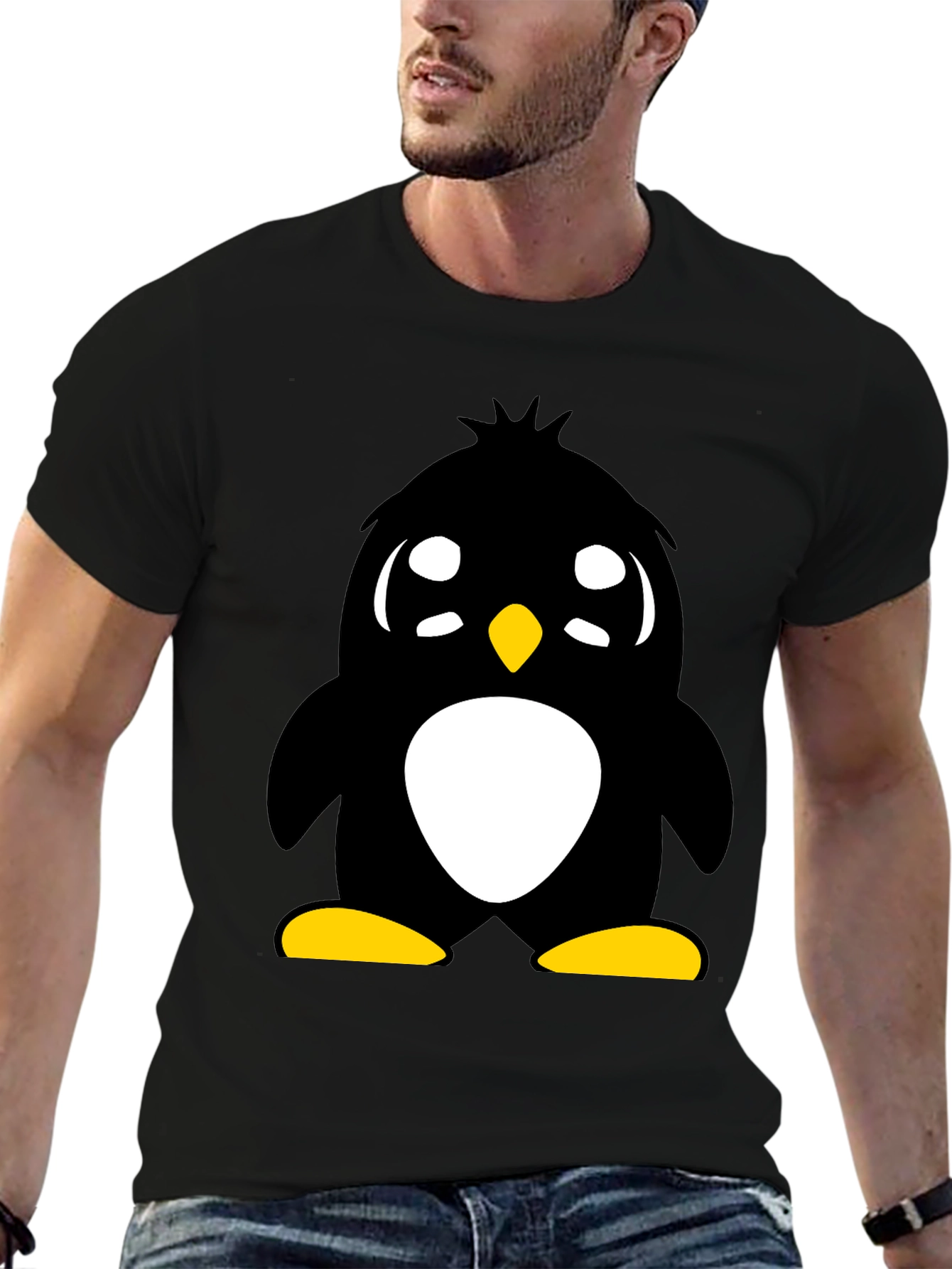 Cute Penguin Graphic Tee - Unisex Black T-Shirt