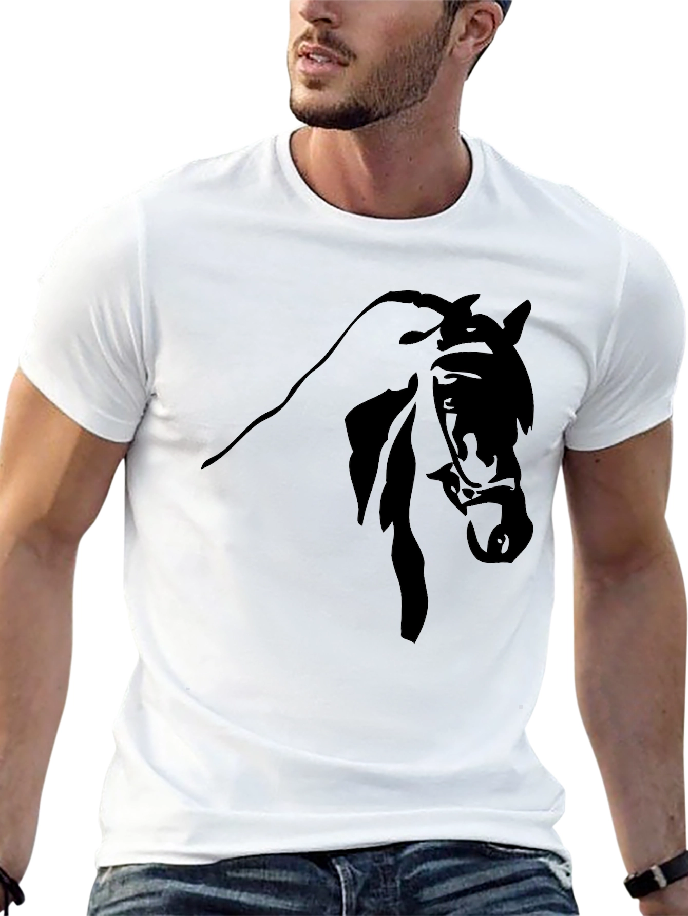Black Horse Graphic Tee - Equestrian Style