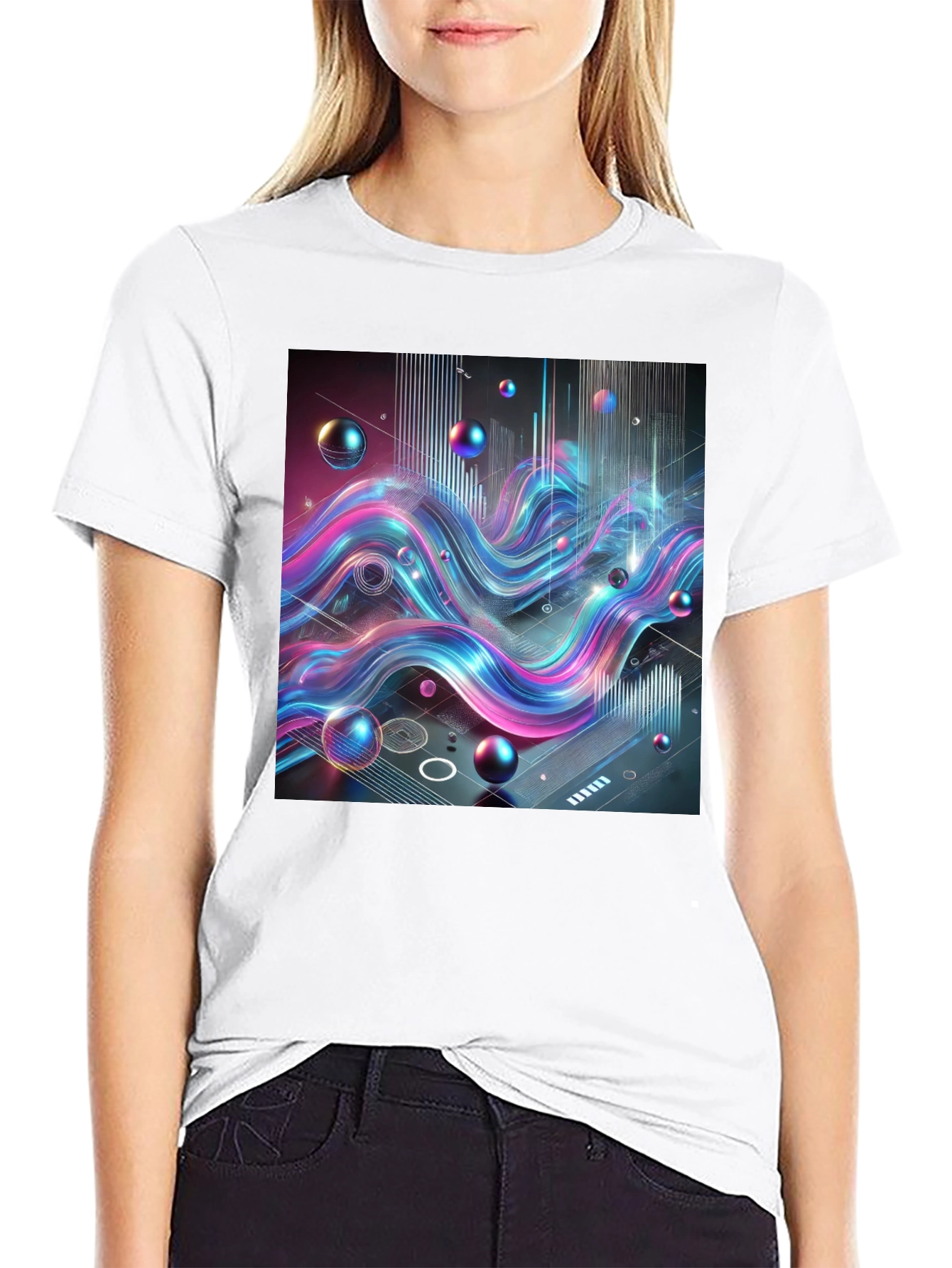 Abstract Wave Graphic Tee - Modern Style