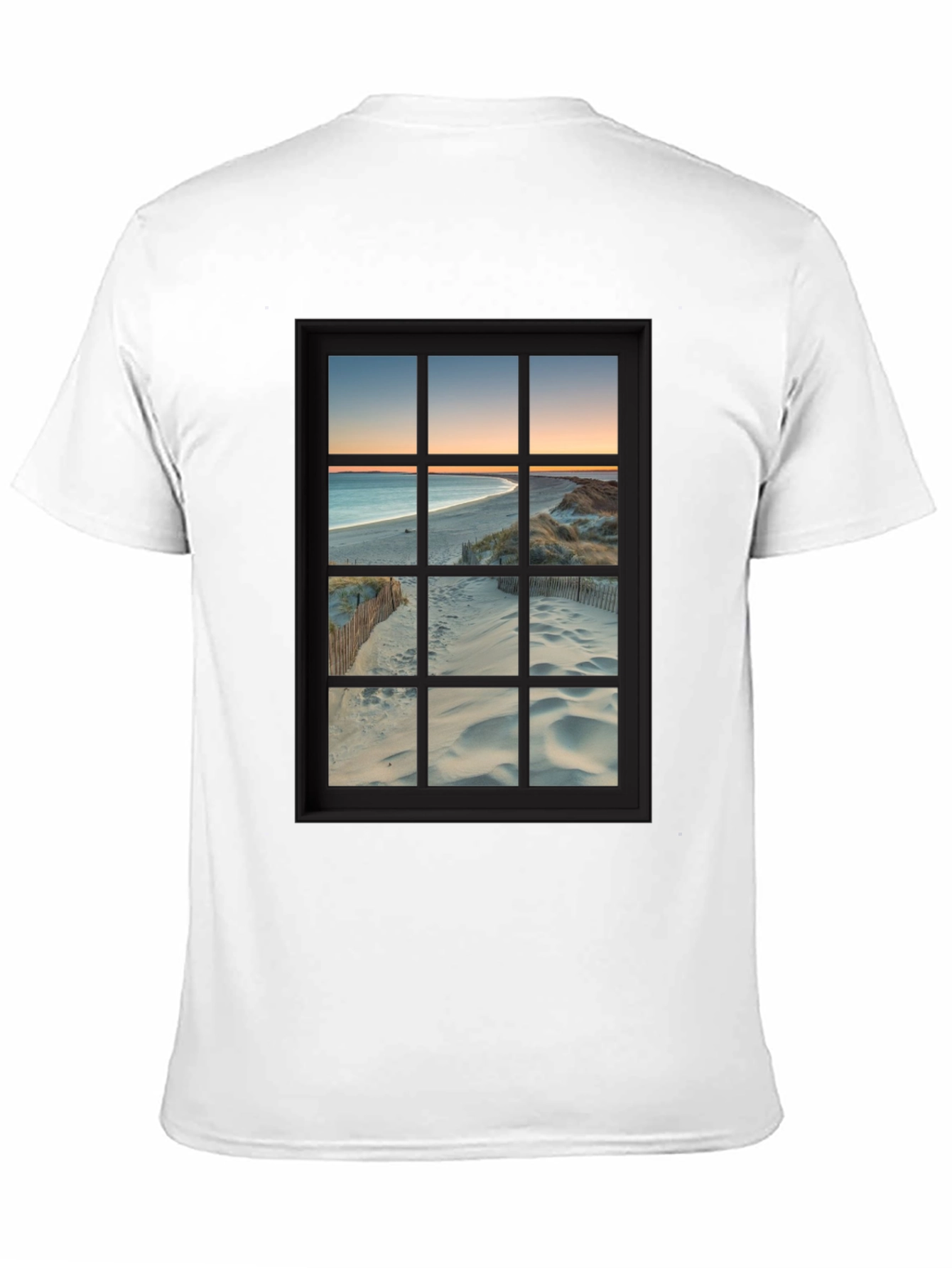 Beach View Window Graphic T-Shirt - Coastal Comfort