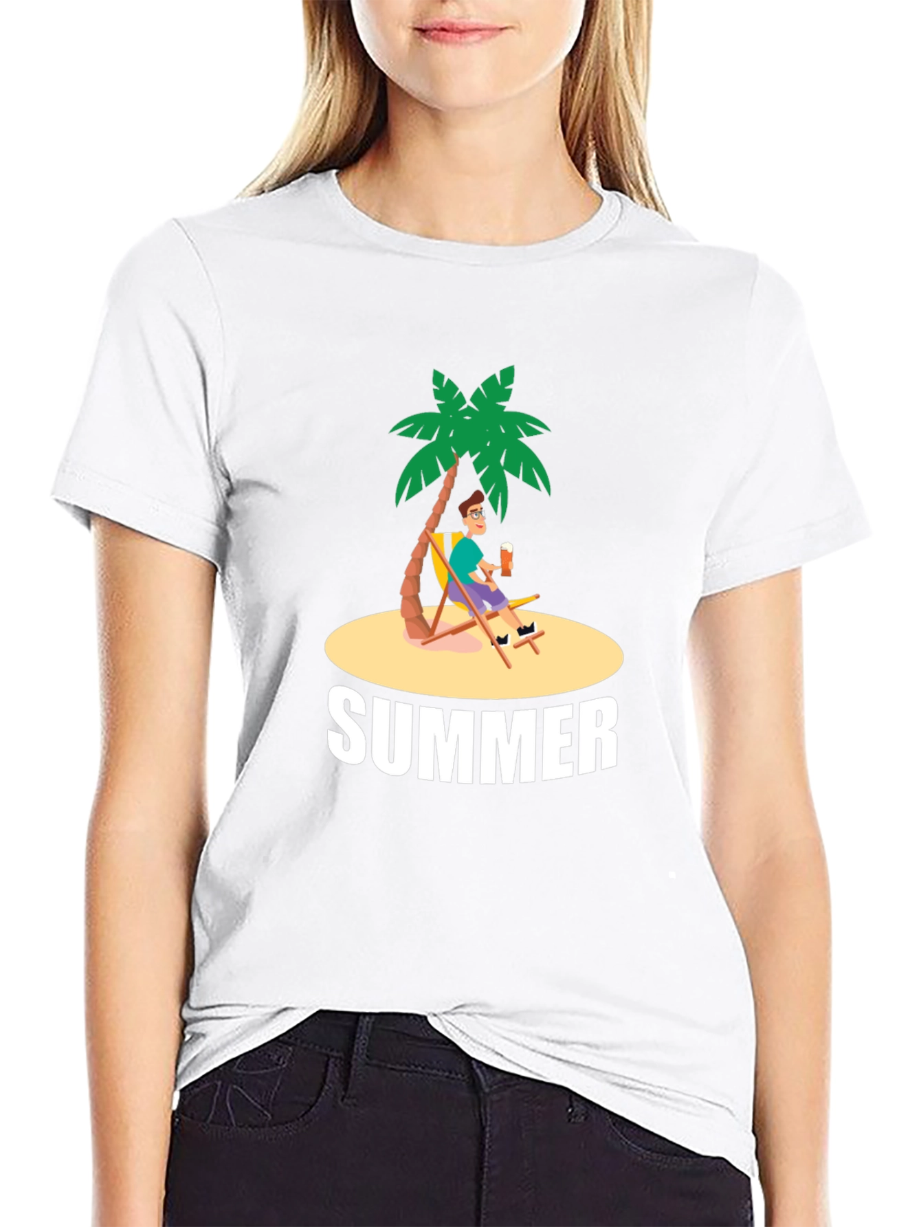 Summer Vibes Graphic T-Shirt - Palm Tree Design