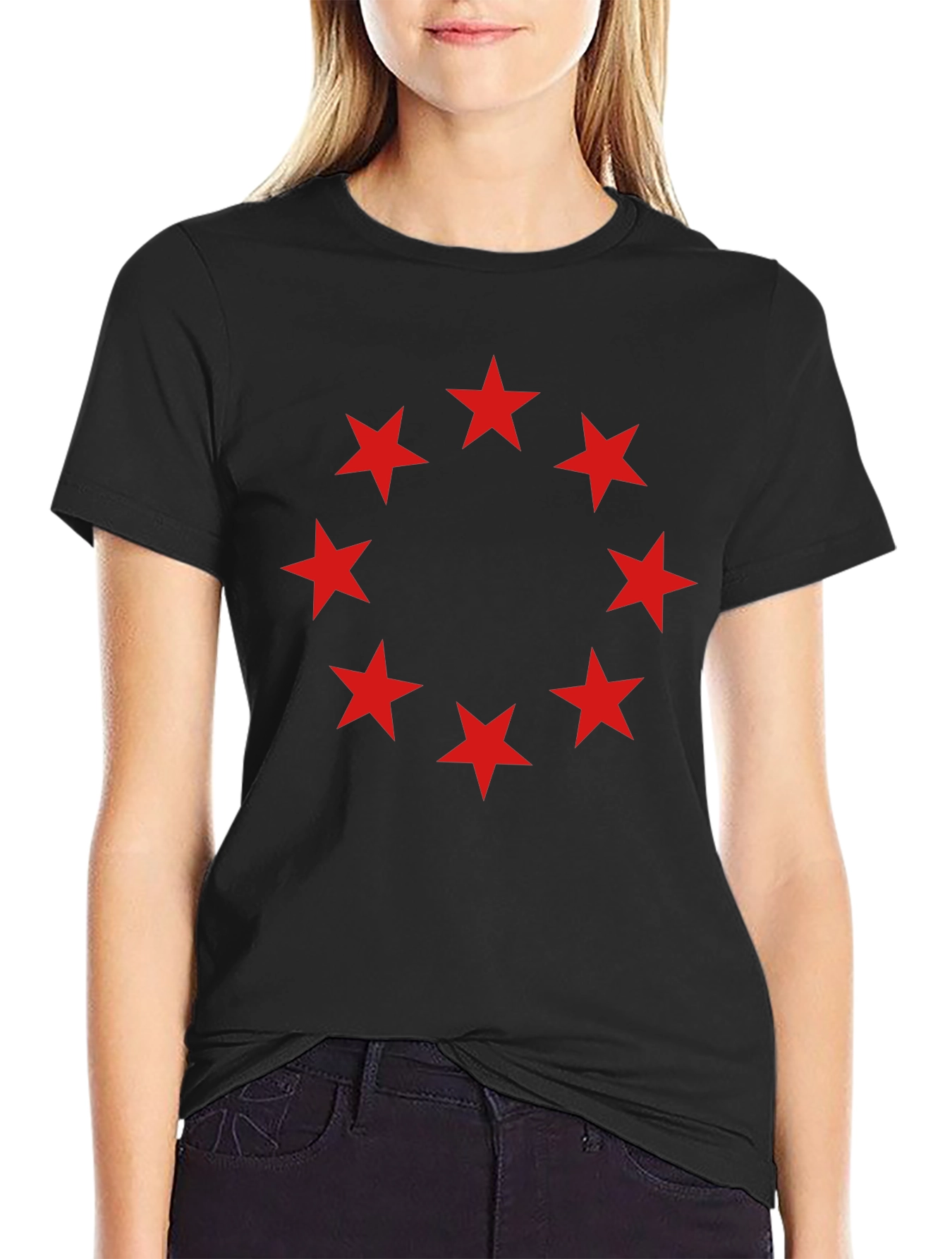 Red Star Circle Black T-Shirt - Mens Fashion Tee