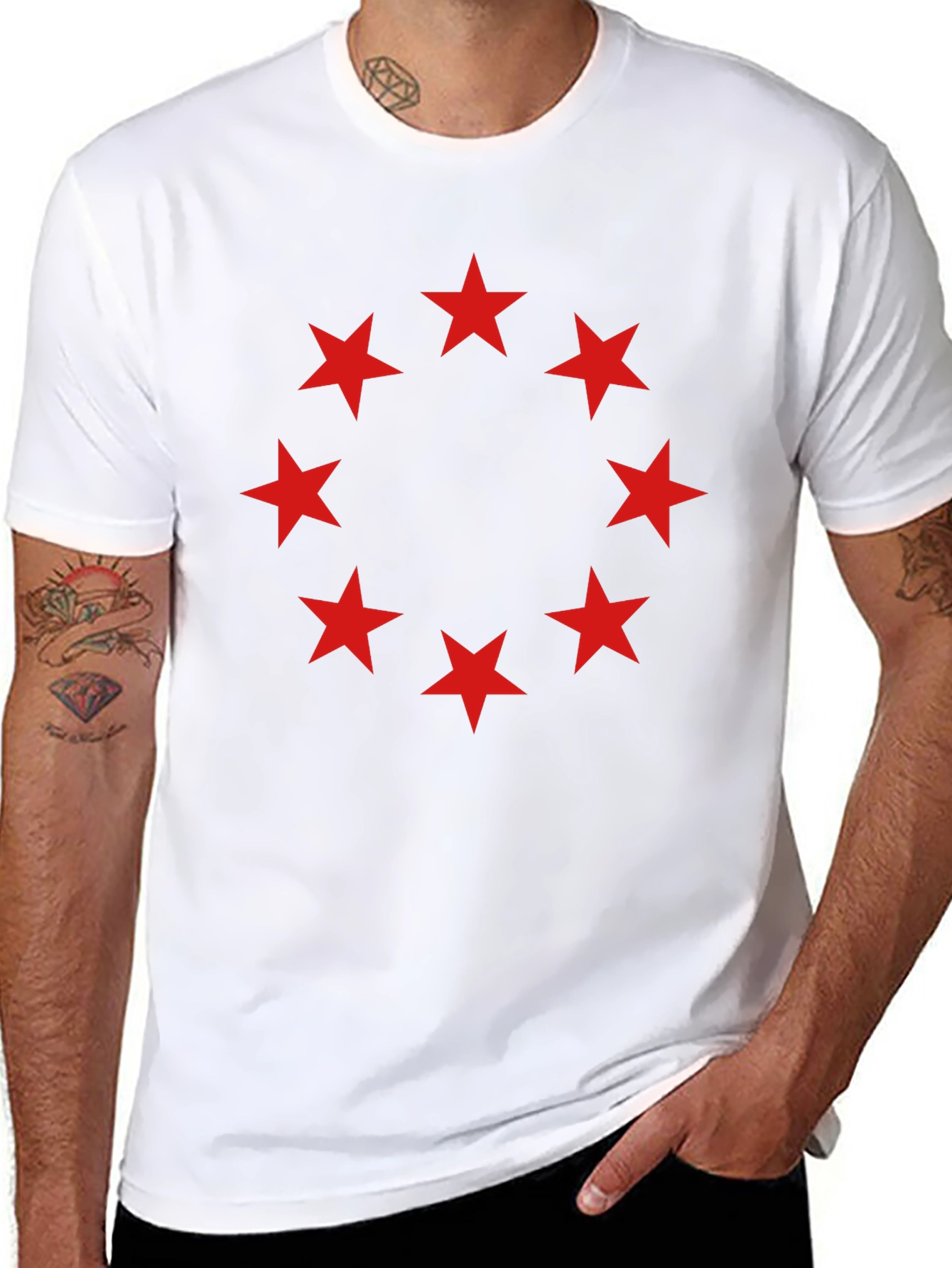 Red Star Circle Black T-Shirt - Mens Fashion Tee