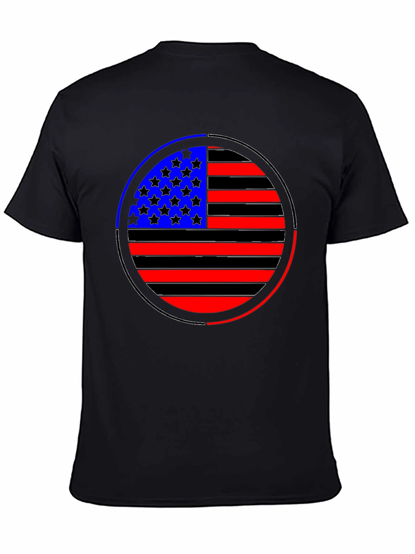 American Flag Circle Graphic Tee - Black