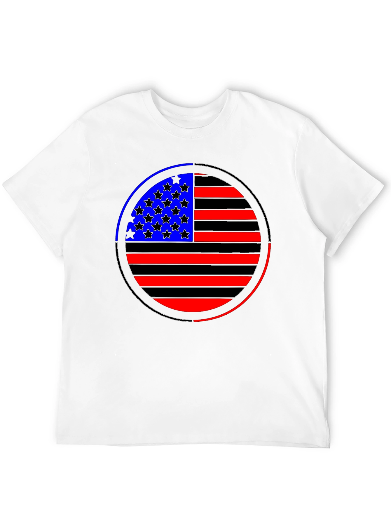 American Flag Circle Graphic Tee - Black