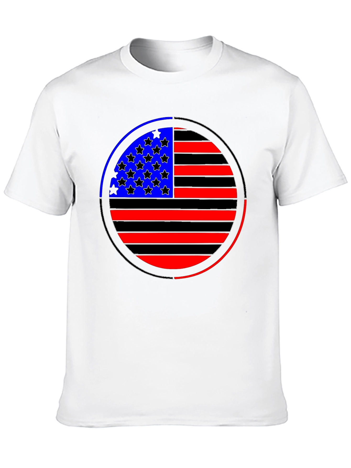 American Flag Circle Graphic Tee - Black
