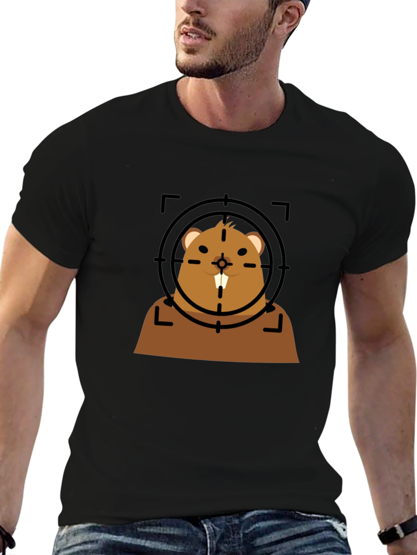 Funny Beaver Target T-Shirt - Novelty Graphic Tee
