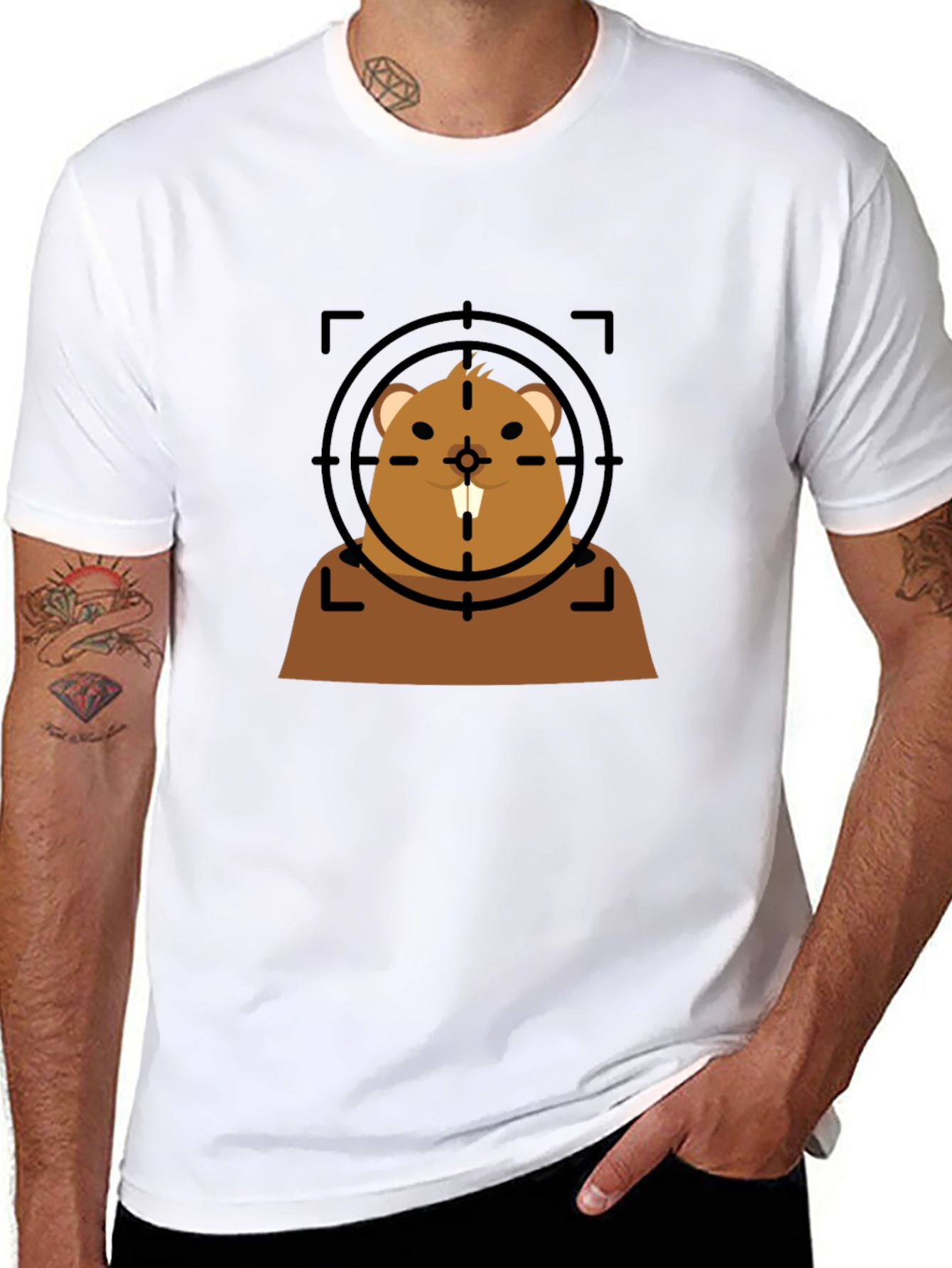 Funny Beaver Target T-Shirt - Novelty Graphic Tee