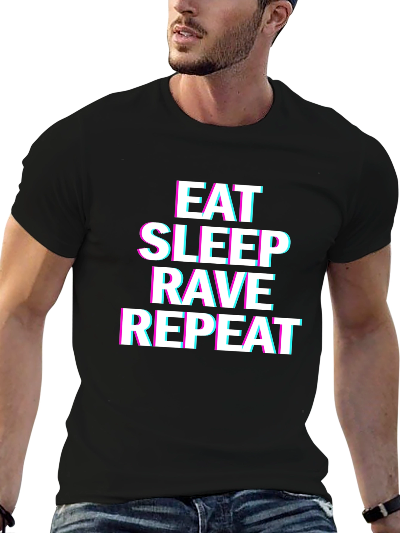 Eat Sleep Rave Repeat Black Graphic Tee