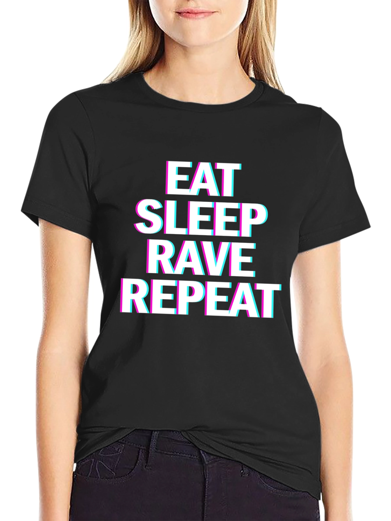 Eat Sleep Rave Repeat Black Graphic Tee