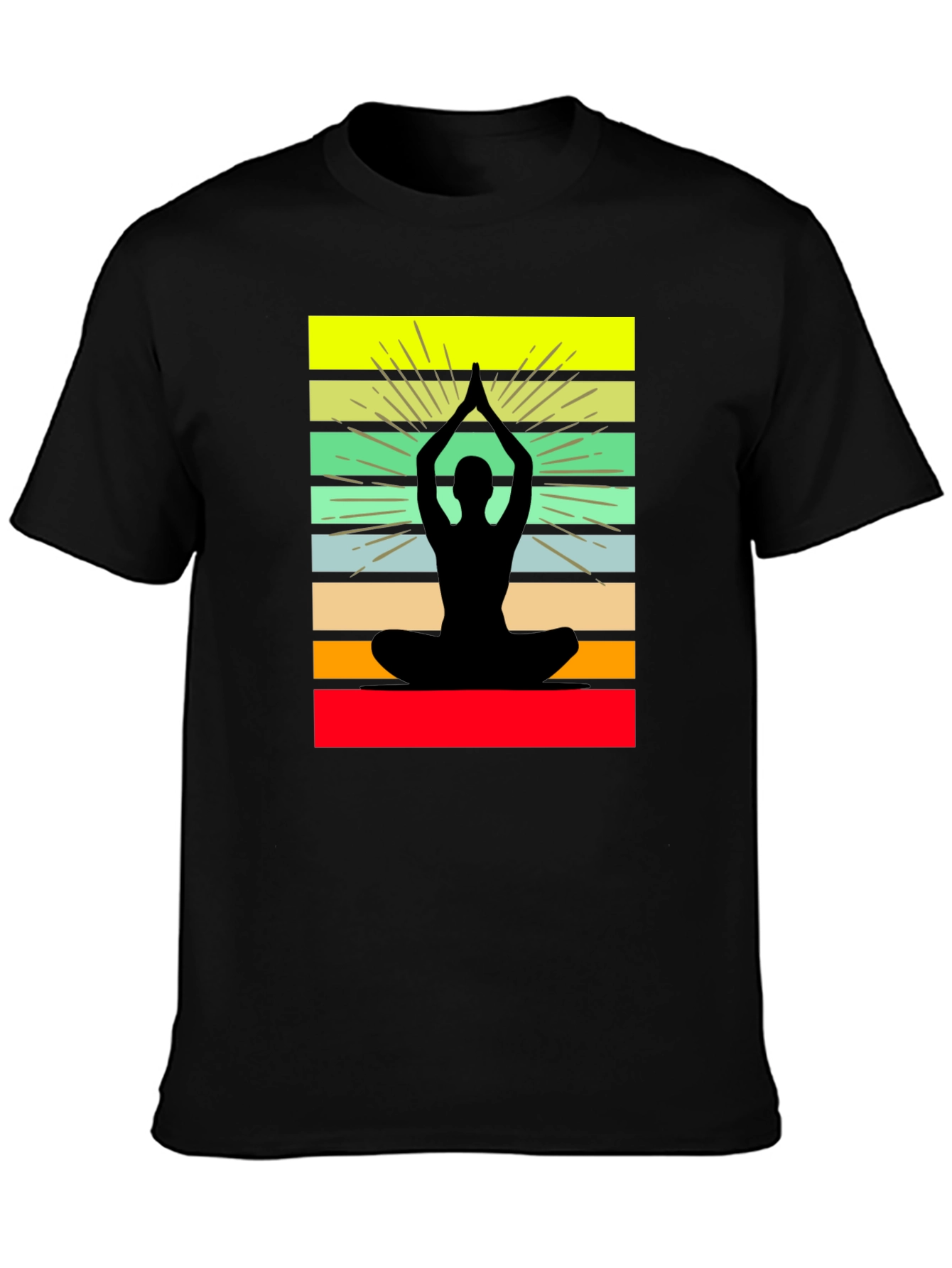 Yoga Silhouette Striped Graphic Tee