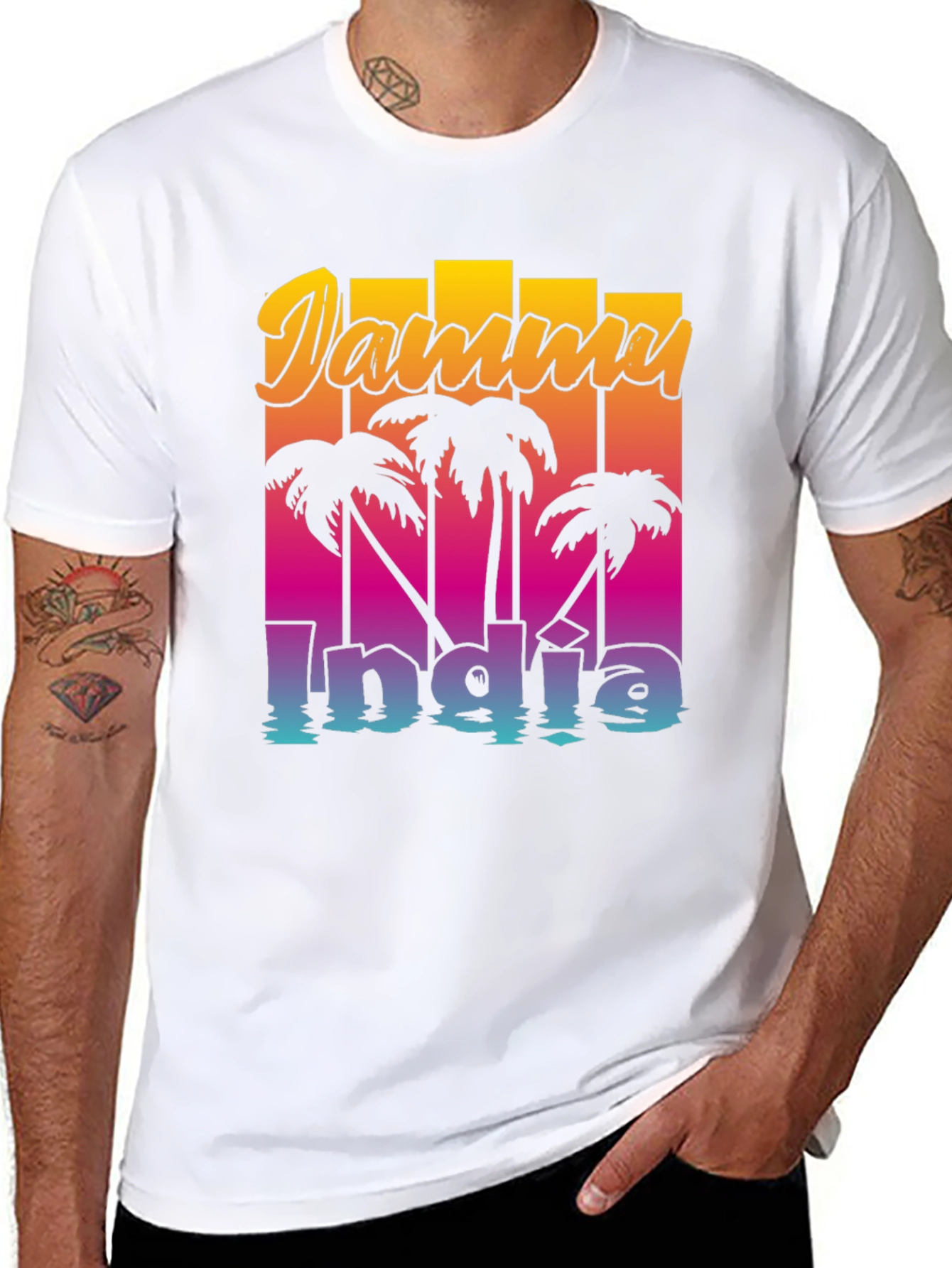 Jammu India Palm Tee - Retro Style