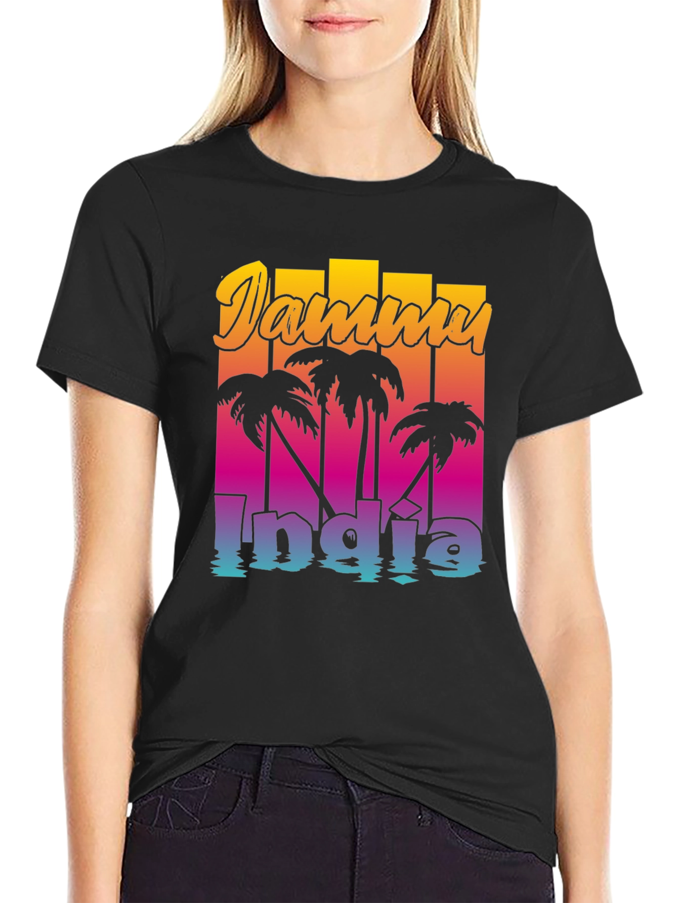 Jammu India Palm Tee - Retro Style