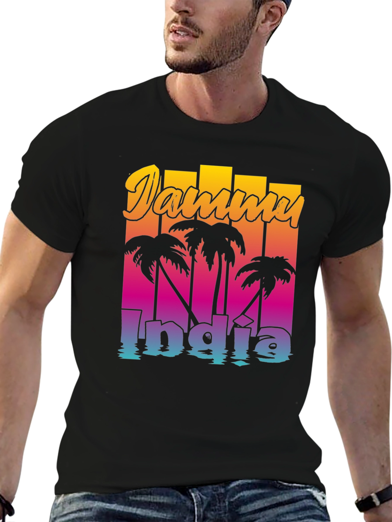Jammu India Palm Tee - Retro Style