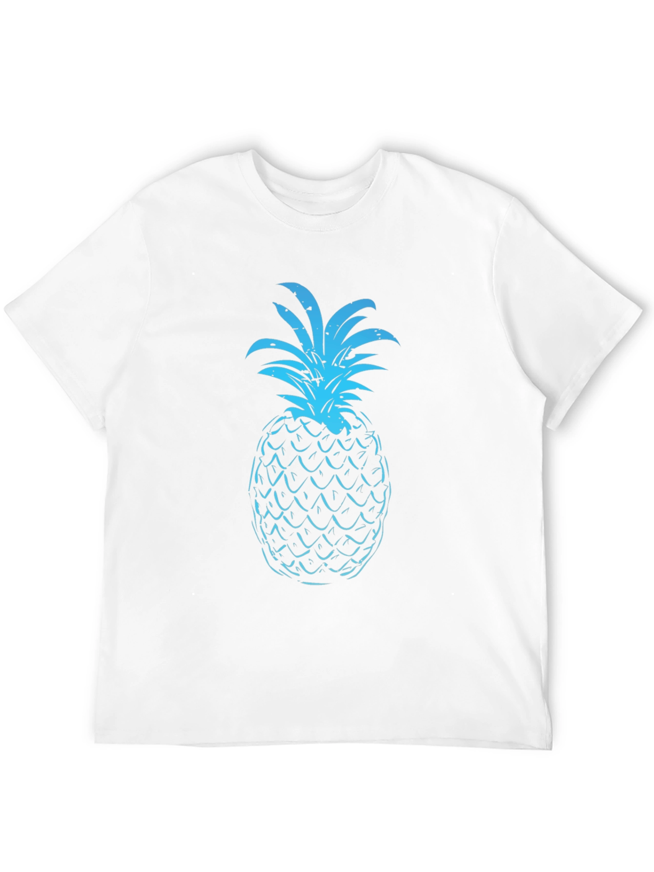 Blue Pineapple Graphic Print Black T-Shirt