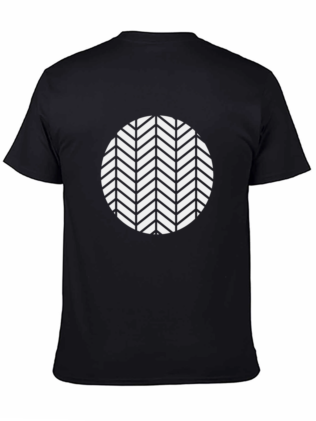 Black Tee with Geometric Chevron Circle