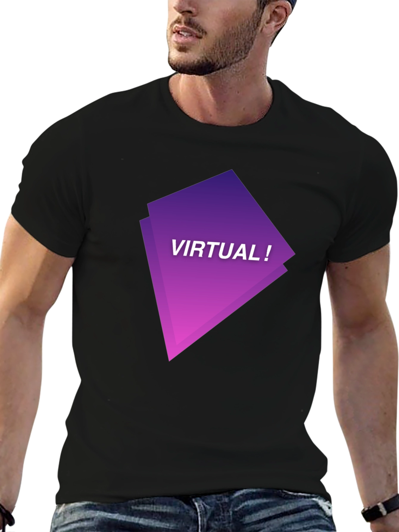 Virtual Graphic Tee - Black Modern Design