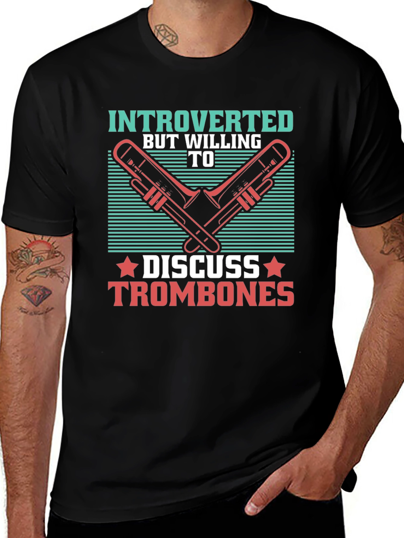 Introverted Trombone T-Shirt - Music Lover Tee