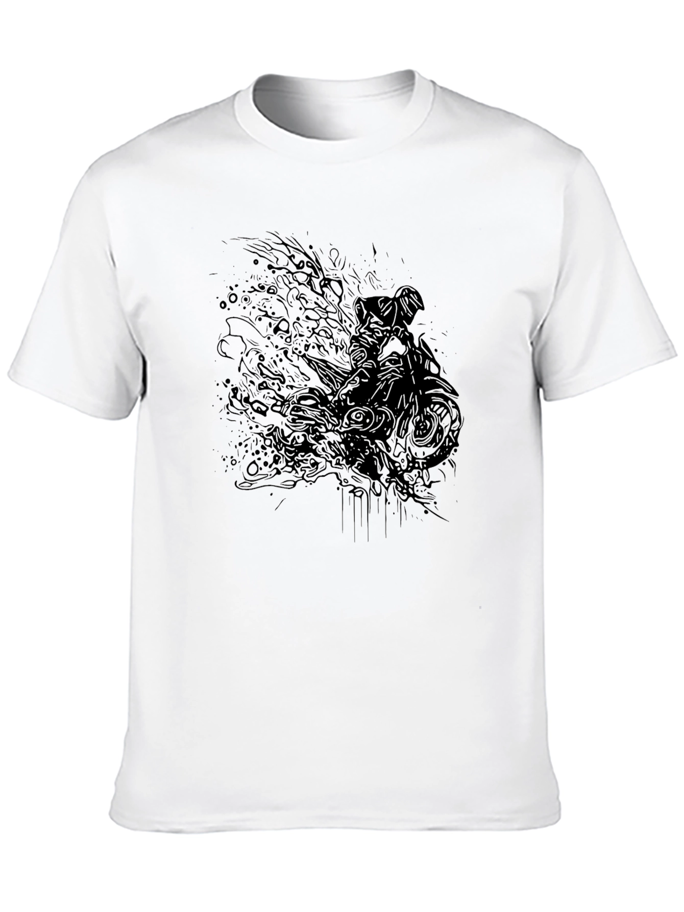 Black Graphic T-Shirt with Motorcycle Design