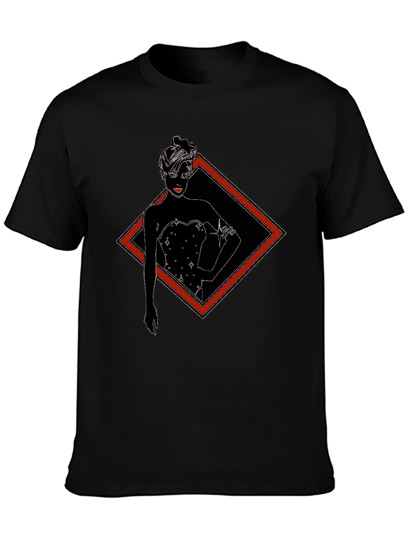 Black T-Shirt with Diamond Lady Graphic Tee