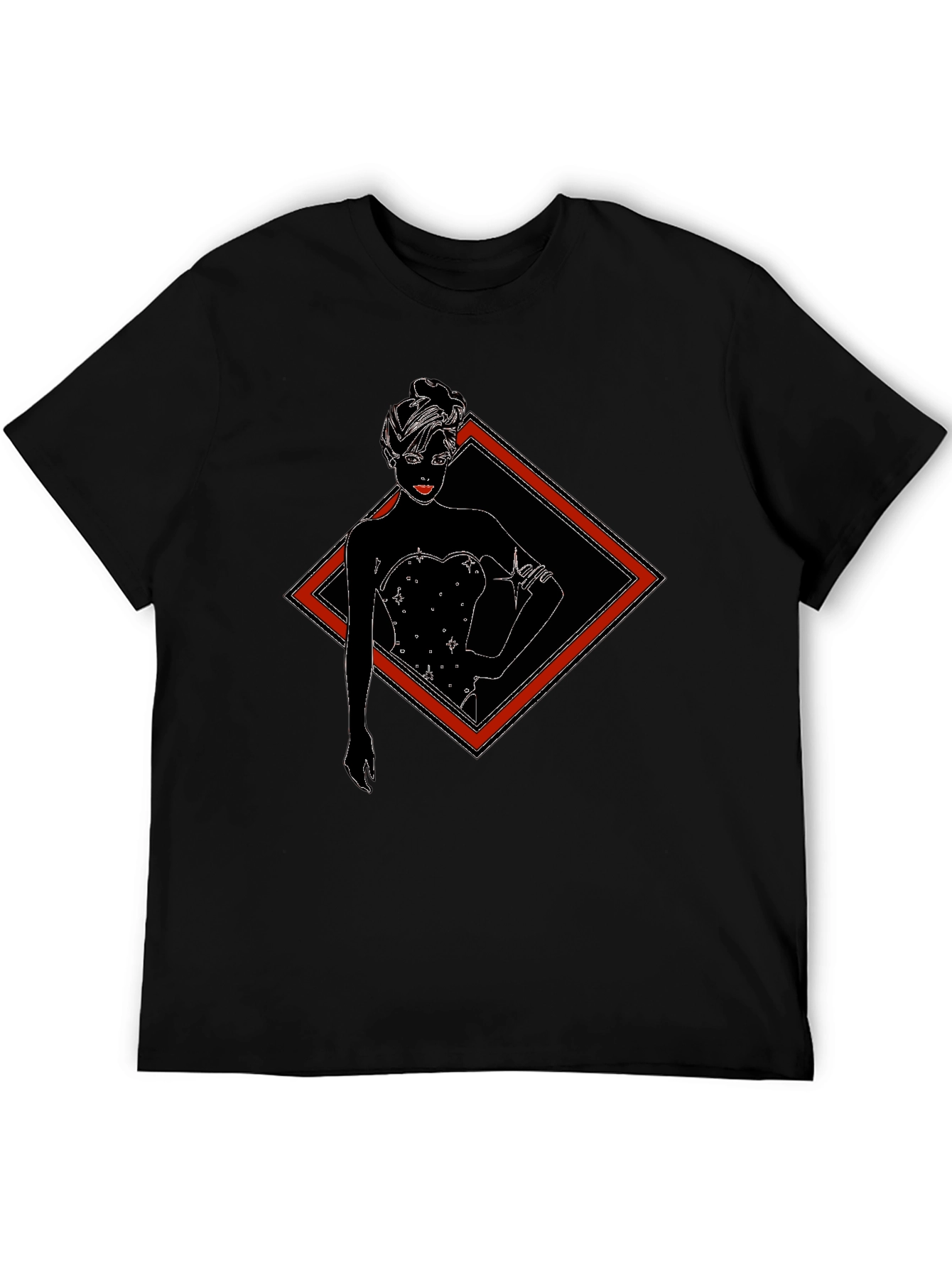 Black T-Shirt with Diamond Lady Graphic Tee