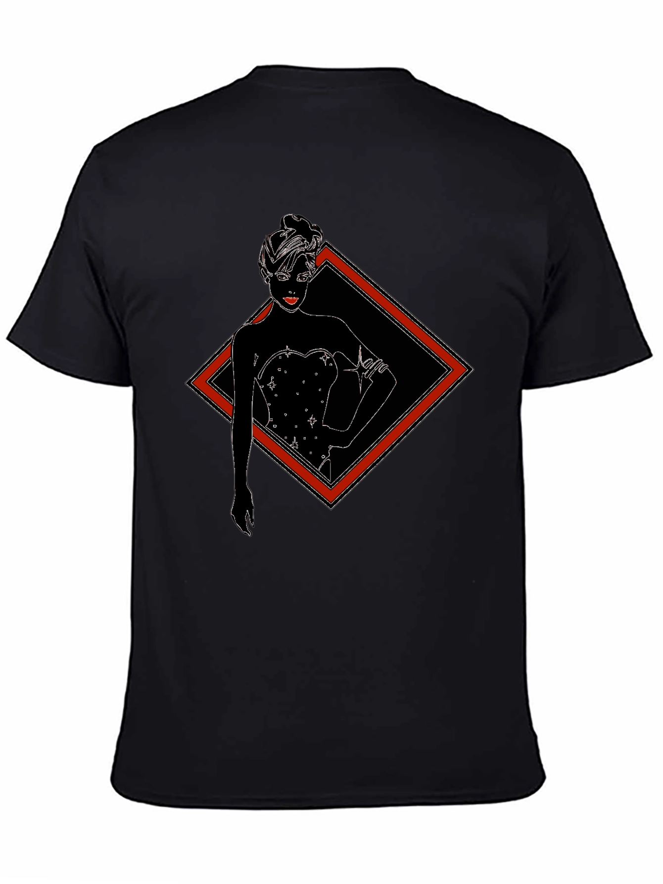Black T-Shirt with Diamond Lady Graphic Tee