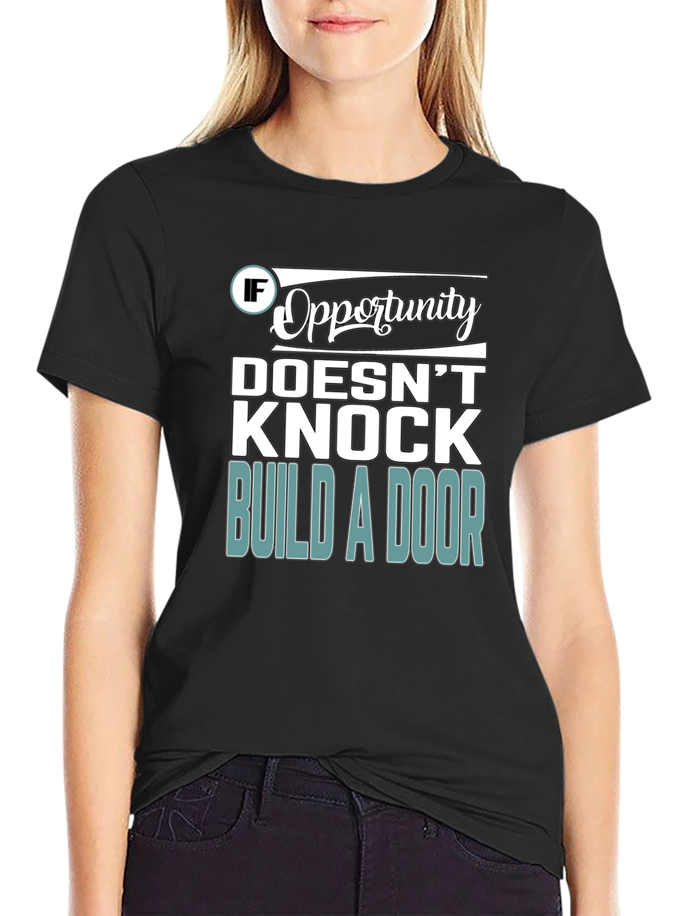 Opportunity Knocks Graphic T-Shirt - Black