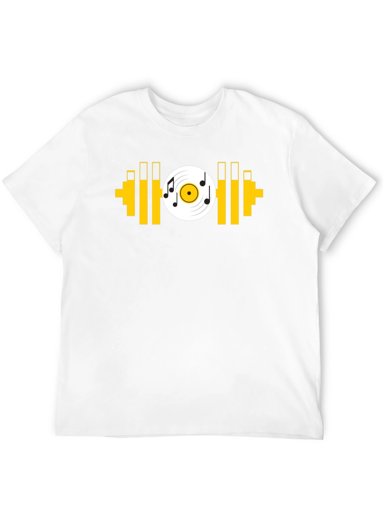 Music Gym T-Shirt: Black Tee with Dumbbell Vinyl Graphic