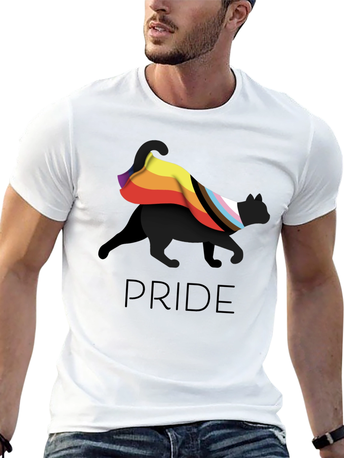 Pride Cat Graphic T-Shirt - Black LGBTQ+ Tee