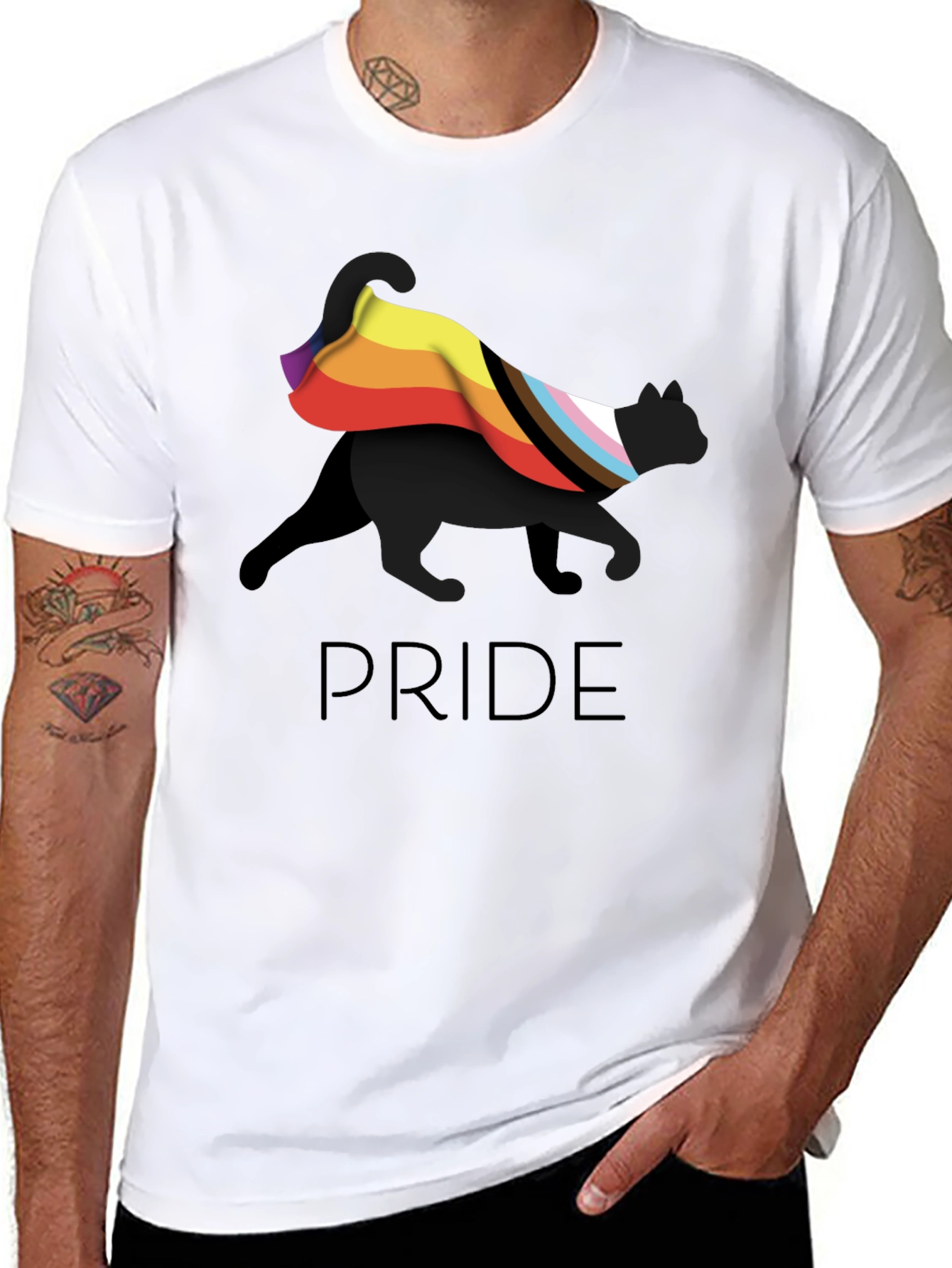 Pride Cat Graphic T-Shirt - Black LGBTQ+ Tee