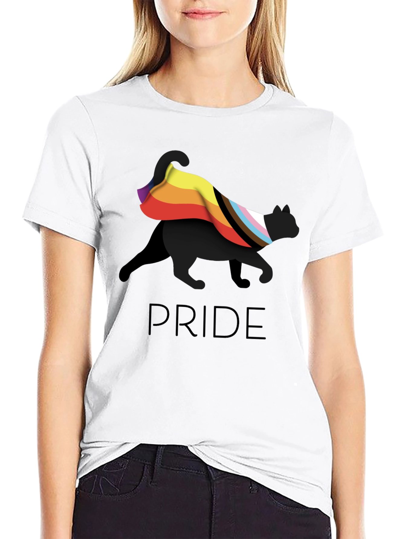 Pride Cat Graphic T-Shirt - Black LGBTQ+ Tee