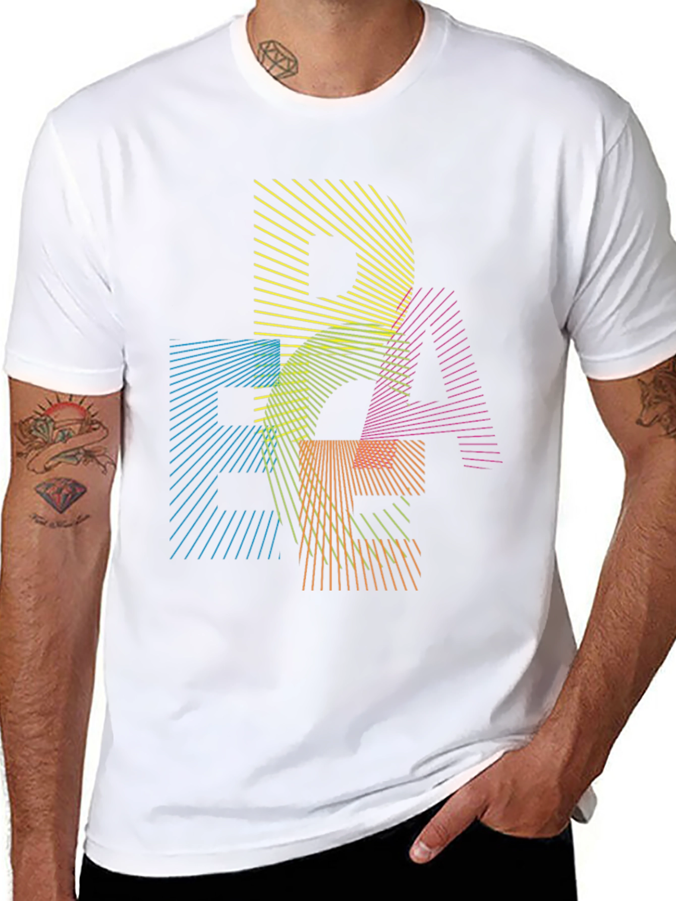 Abstract Geometric Line Art Graphic T-Shirt