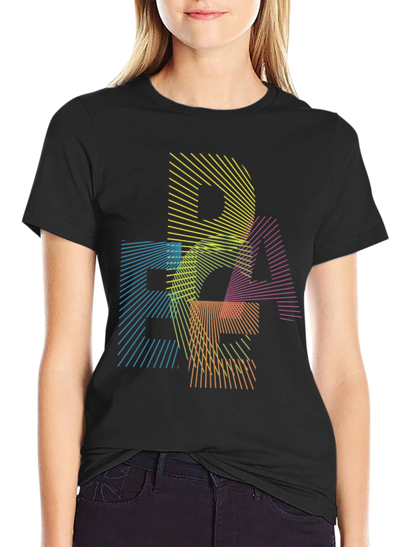 Abstract Geometric Line Art Graphic T-Shirt