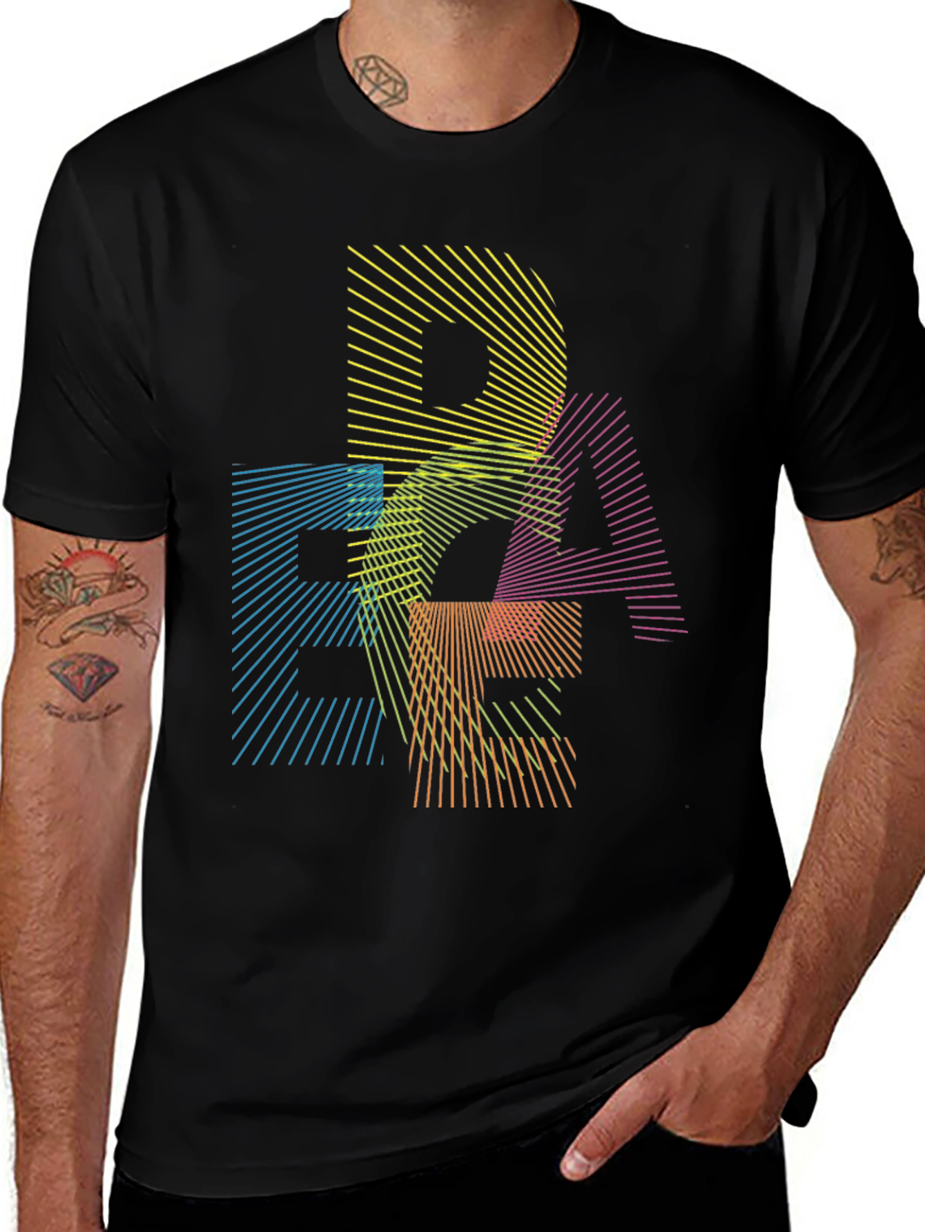 Abstract Geometric Line Art Graphic T-Shirt