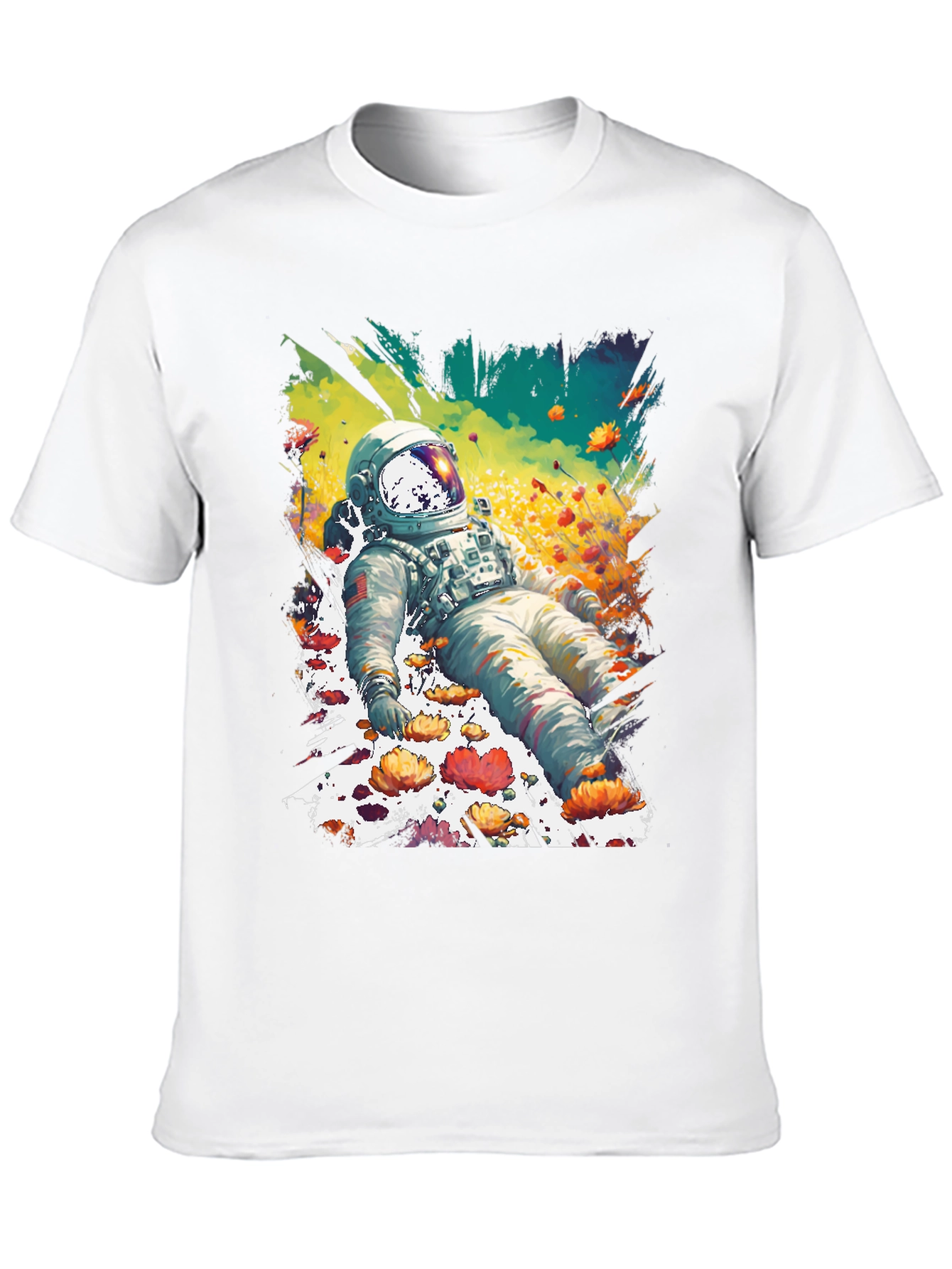 Astronaut in Flowers Graphic T-Shirt